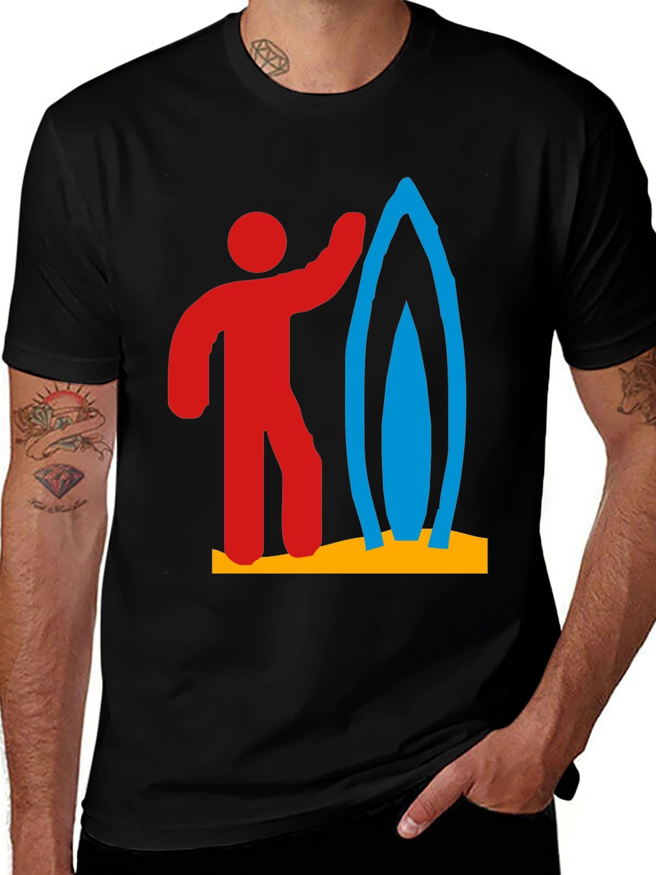 Surfer Graphic Tee - Black Cotton T-Shirt