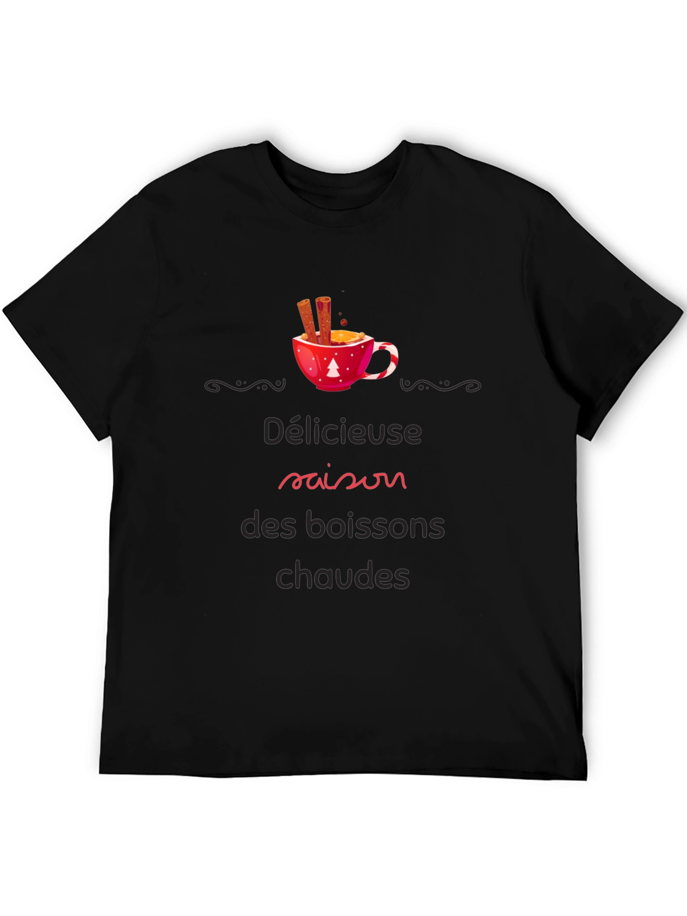 Festive Hot Drinks Season Black T-Shirt