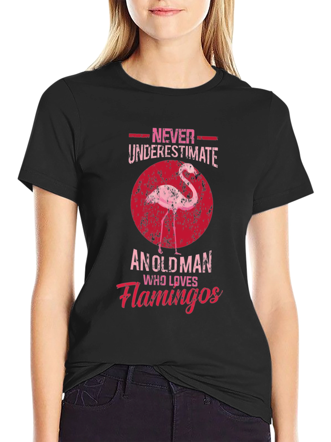 Flamingo Old Man Graphic T-Shirt