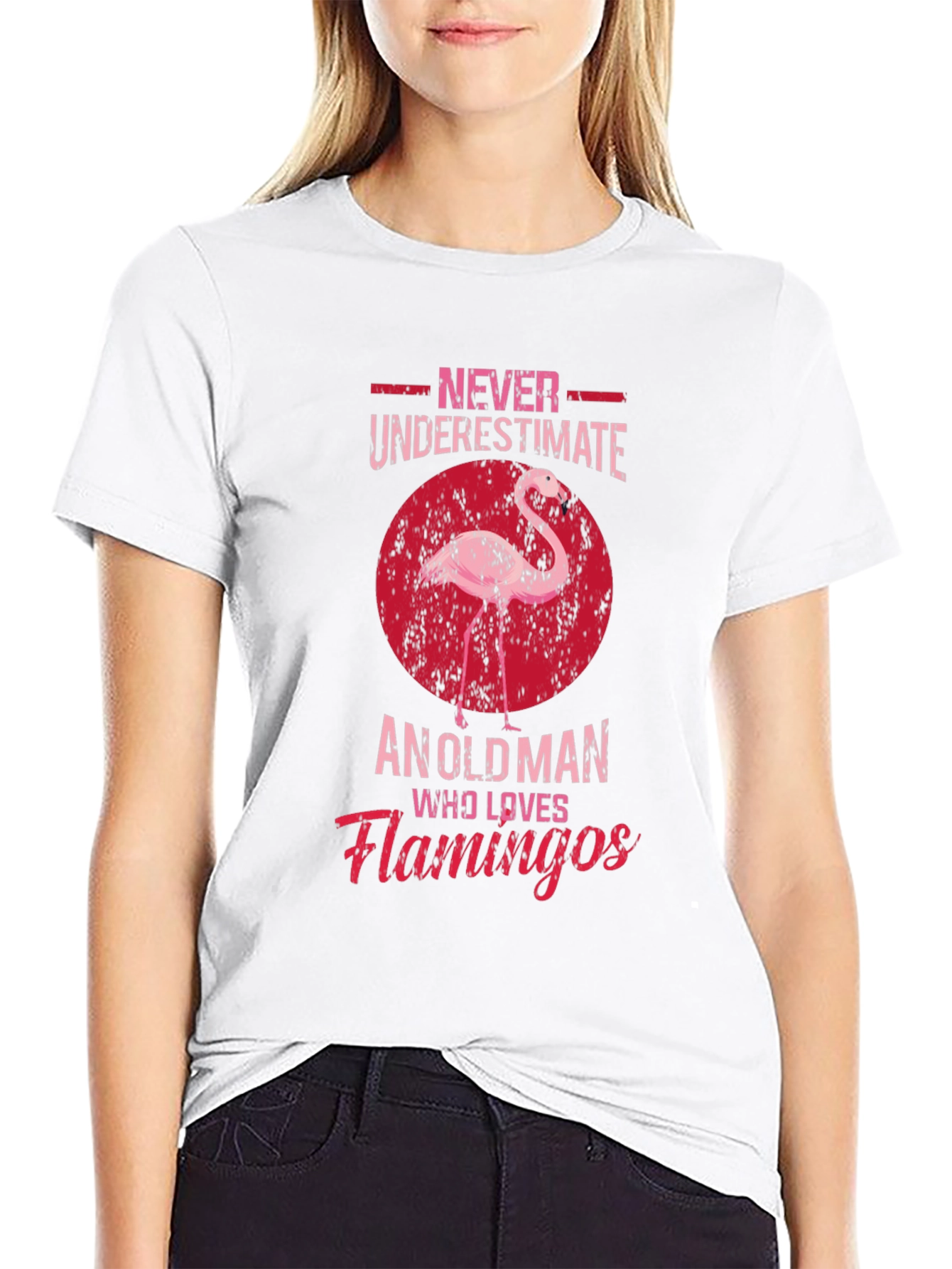 Flamingo Old Man Graphic T-Shirt