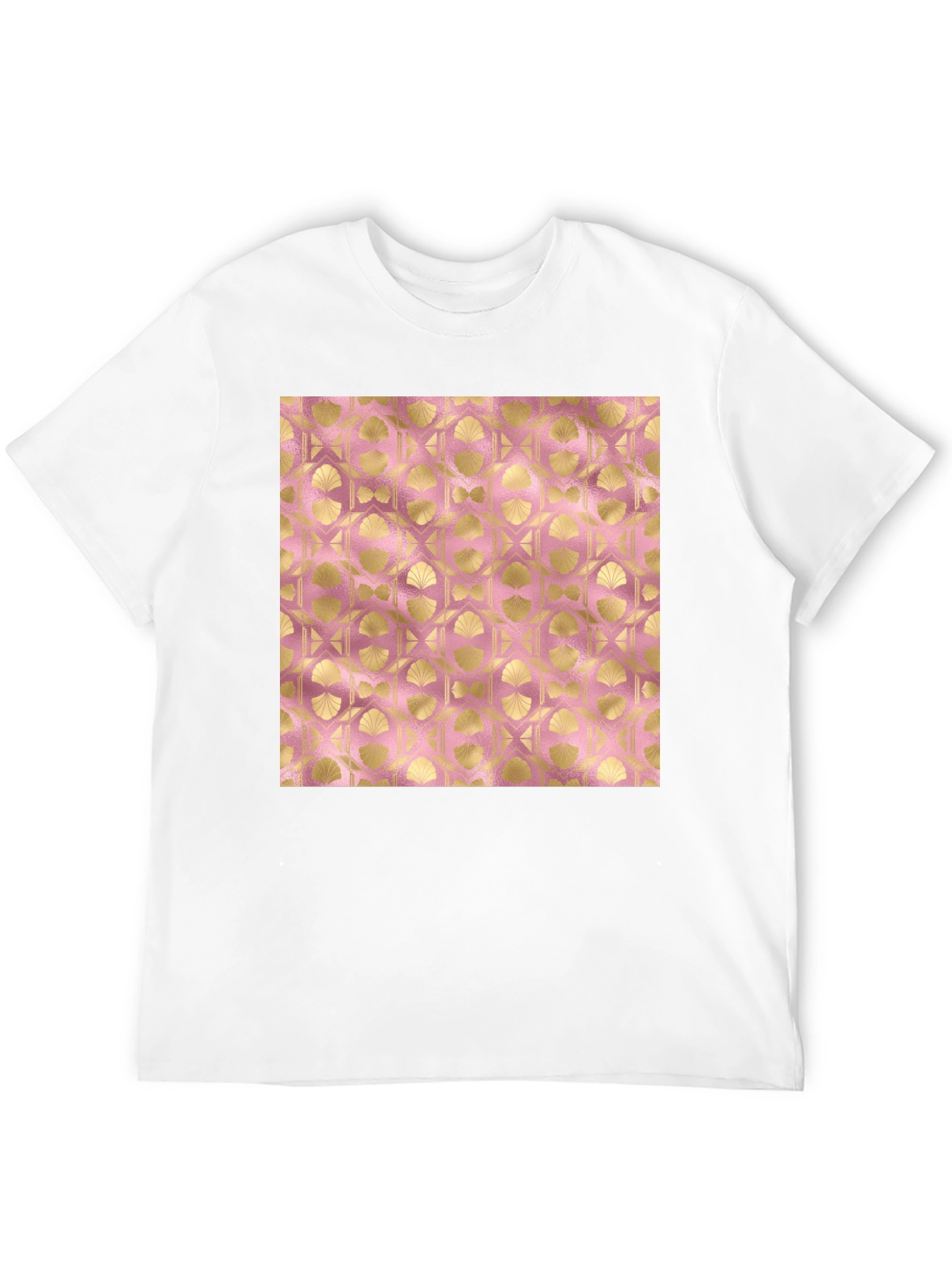 Gold Art Deco Pattern Black T-Shirt