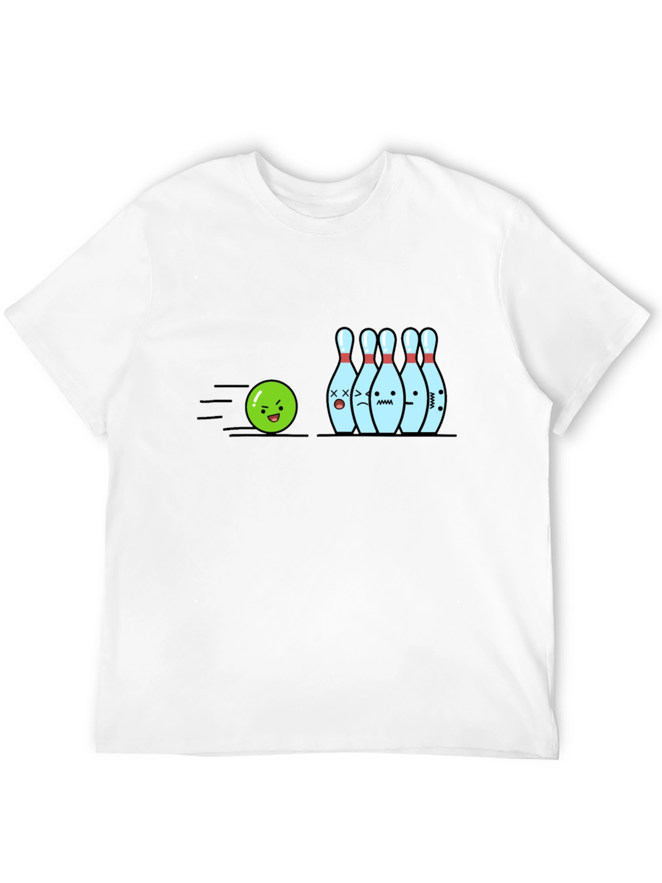 Bowling Strike Cartoon Graphic Tee - Black