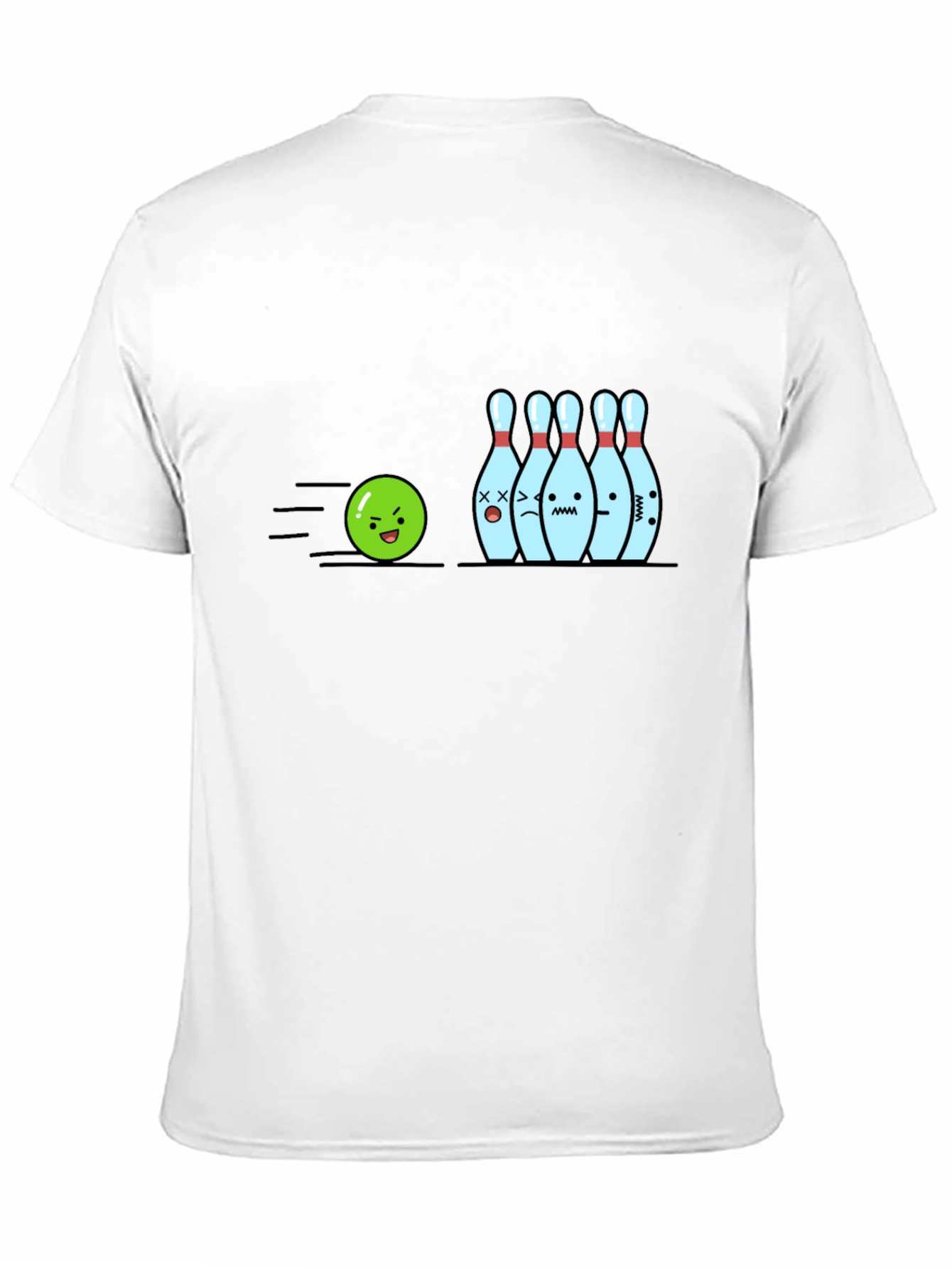 Bowling Strike Cartoon Graphic Tee - Black