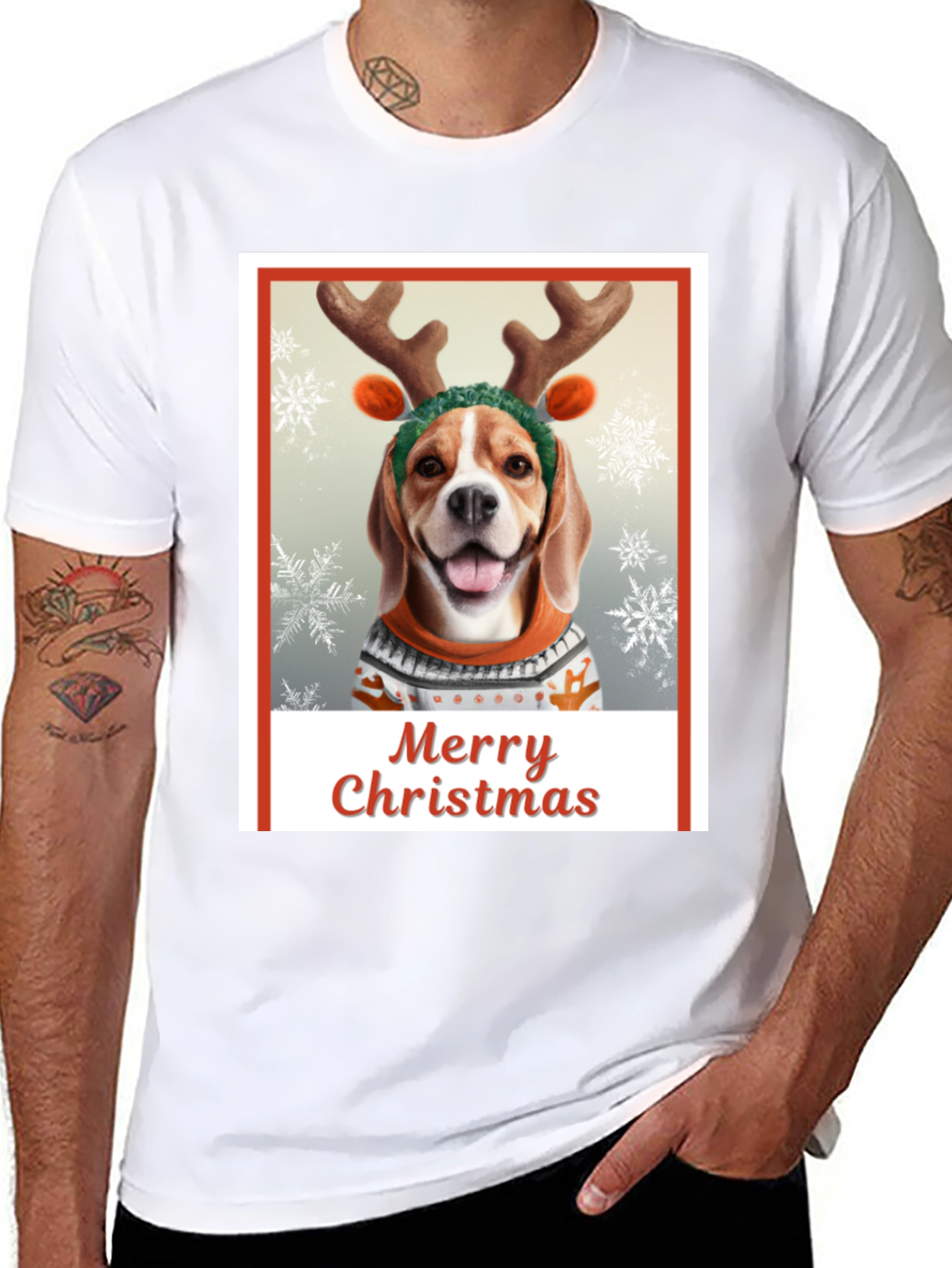 Merry Christmas Dog T-Shirt - Holiday Festive Wear