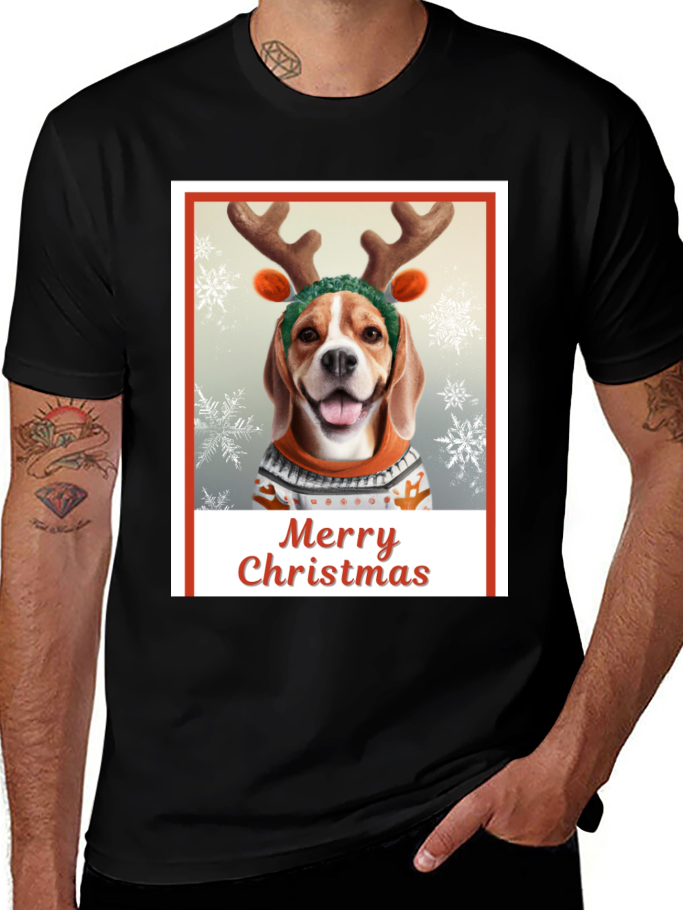 Merry Christmas Dog T-Shirt - Holiday Festive Wear