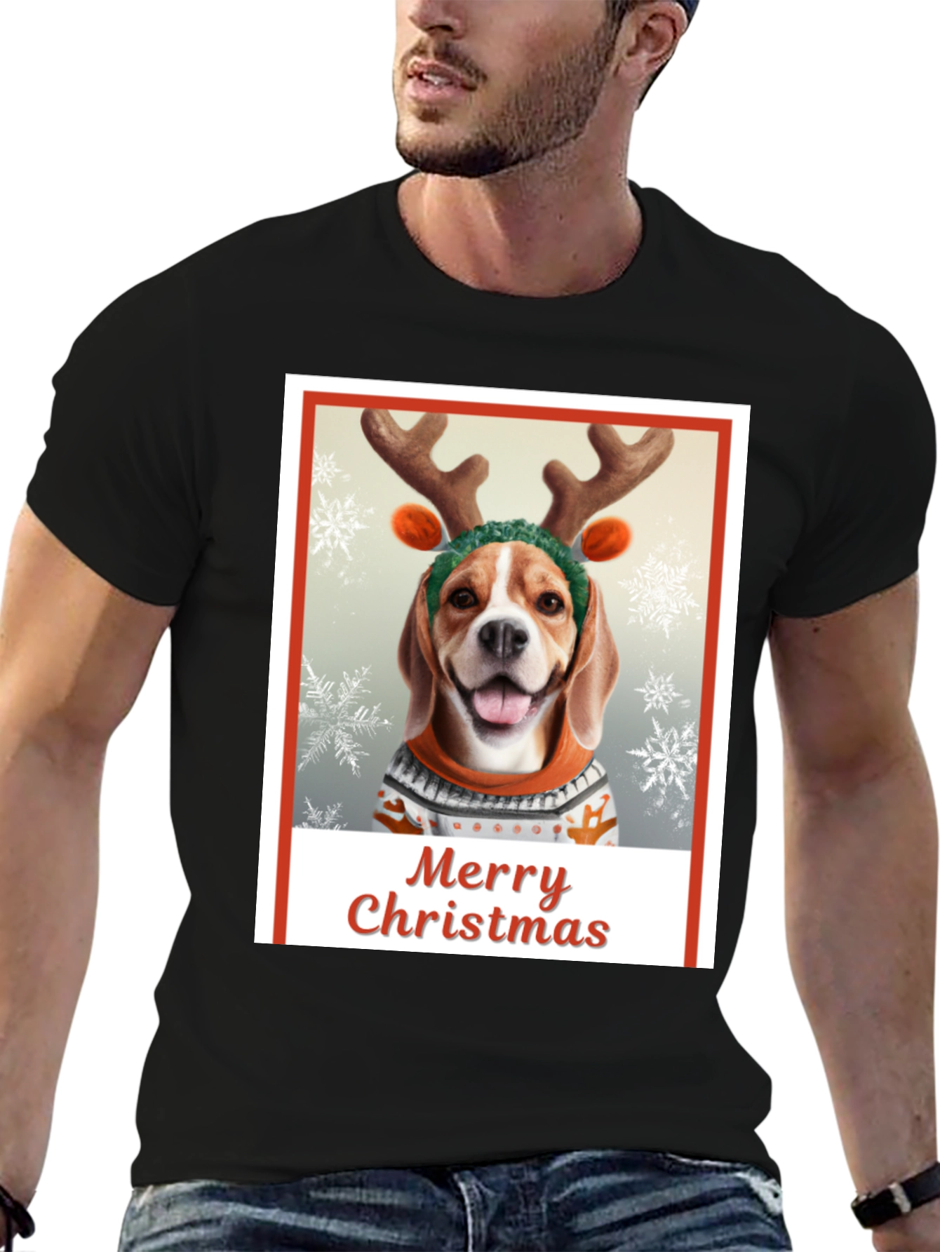 Merry Christmas Dog T-Shirt - Holiday Festive Wear