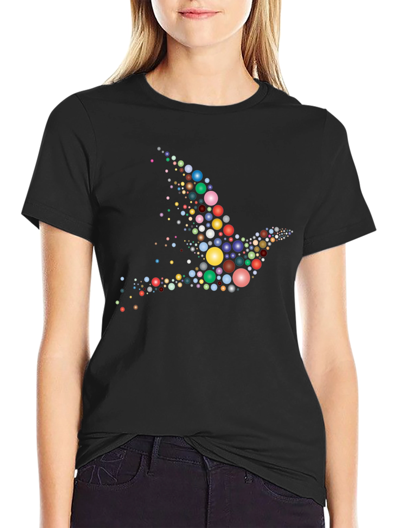 Dove Bubble Print Black T-Shirt