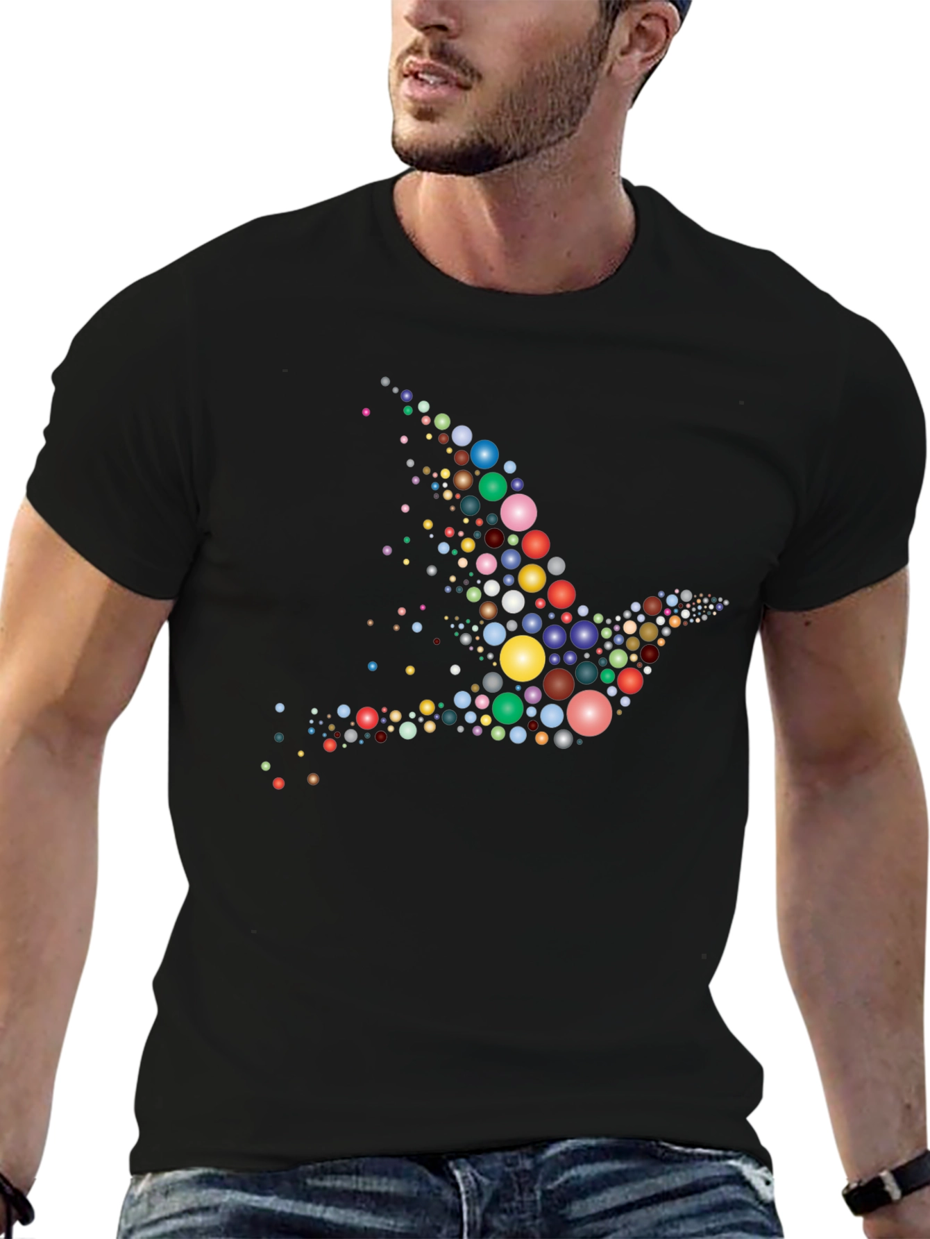Dove Bubble Print Black T-Shirt