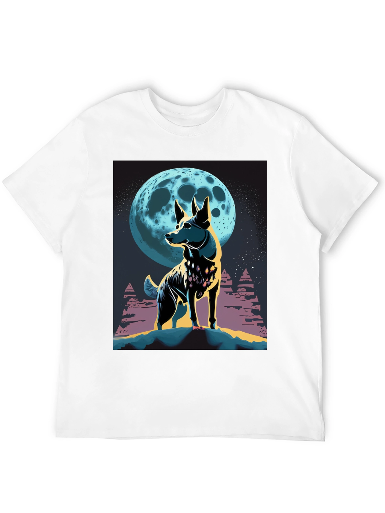 Dog Moon Graphic Tee - Stylish Mens Black T-Shirt