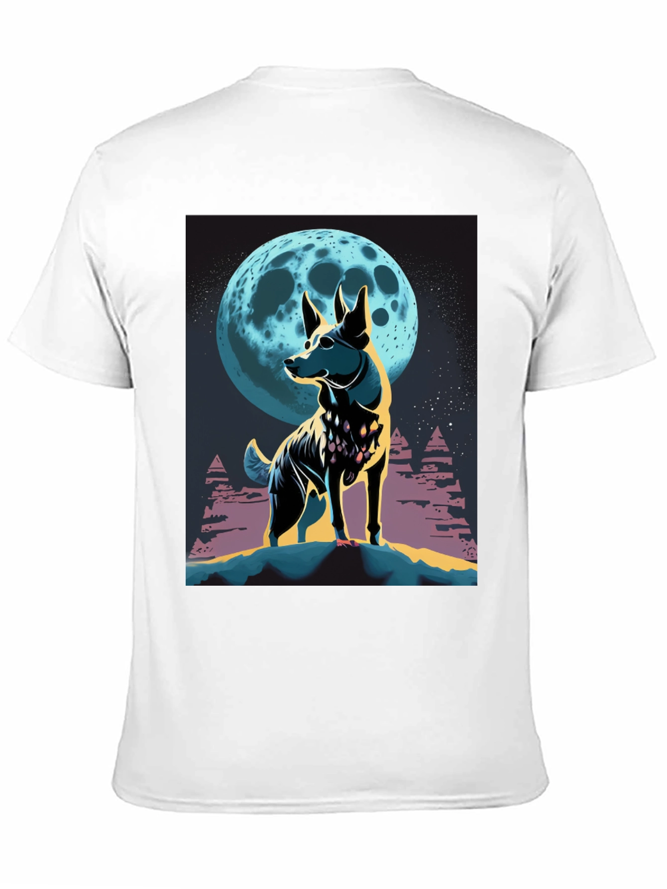 Dog Moon Graphic Tee - Stylish Mens Black T-Shirt