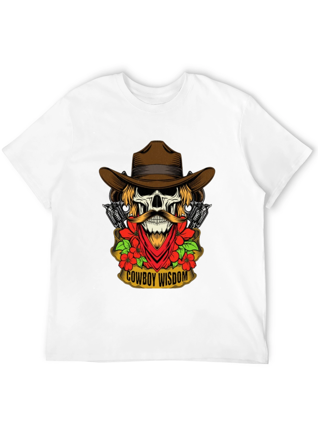 Cowboy Wisdom Graphic Tee - Skull & Guns Design