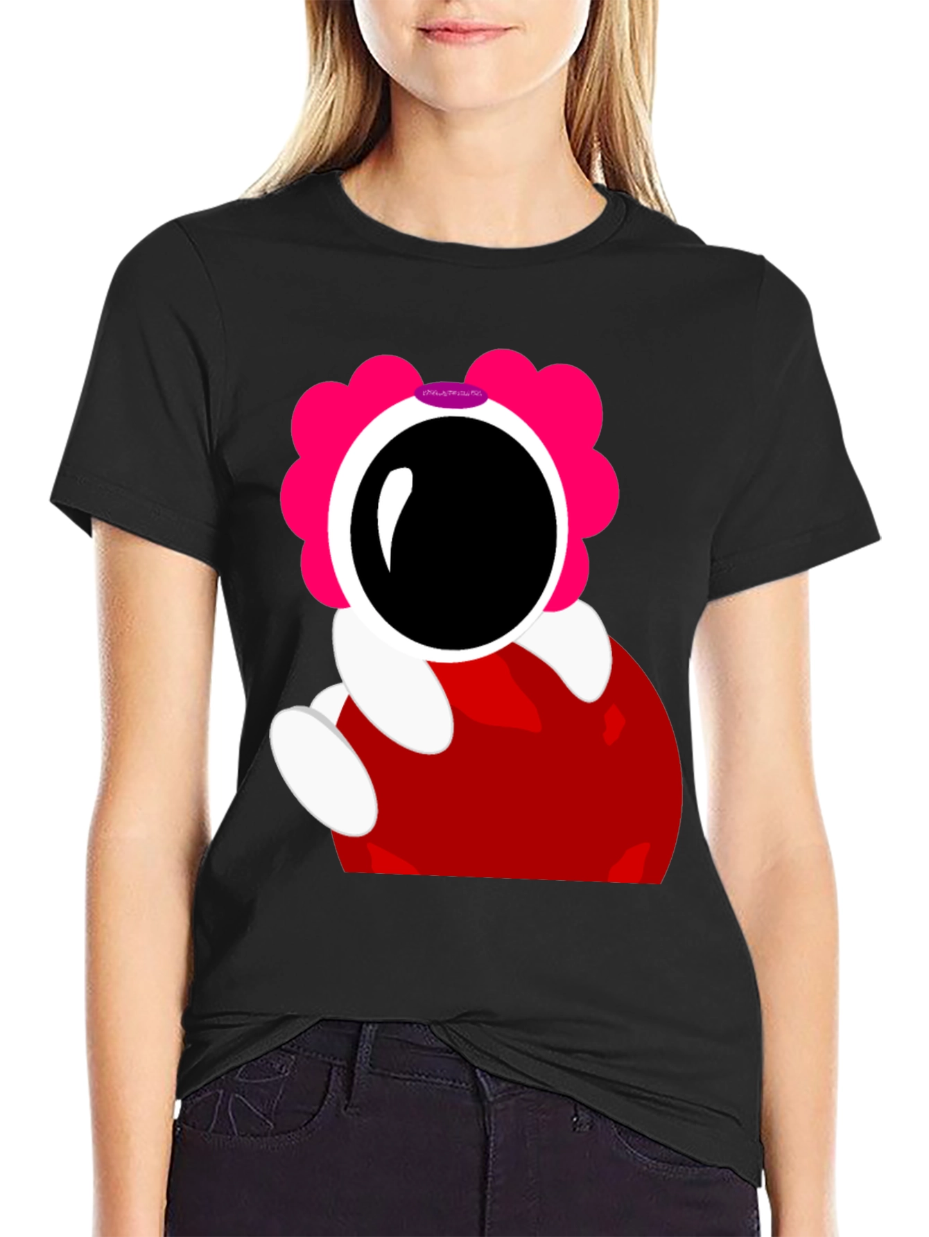 Astronaut Cartoon Graphic T-Shirt - Black Cotton Tee