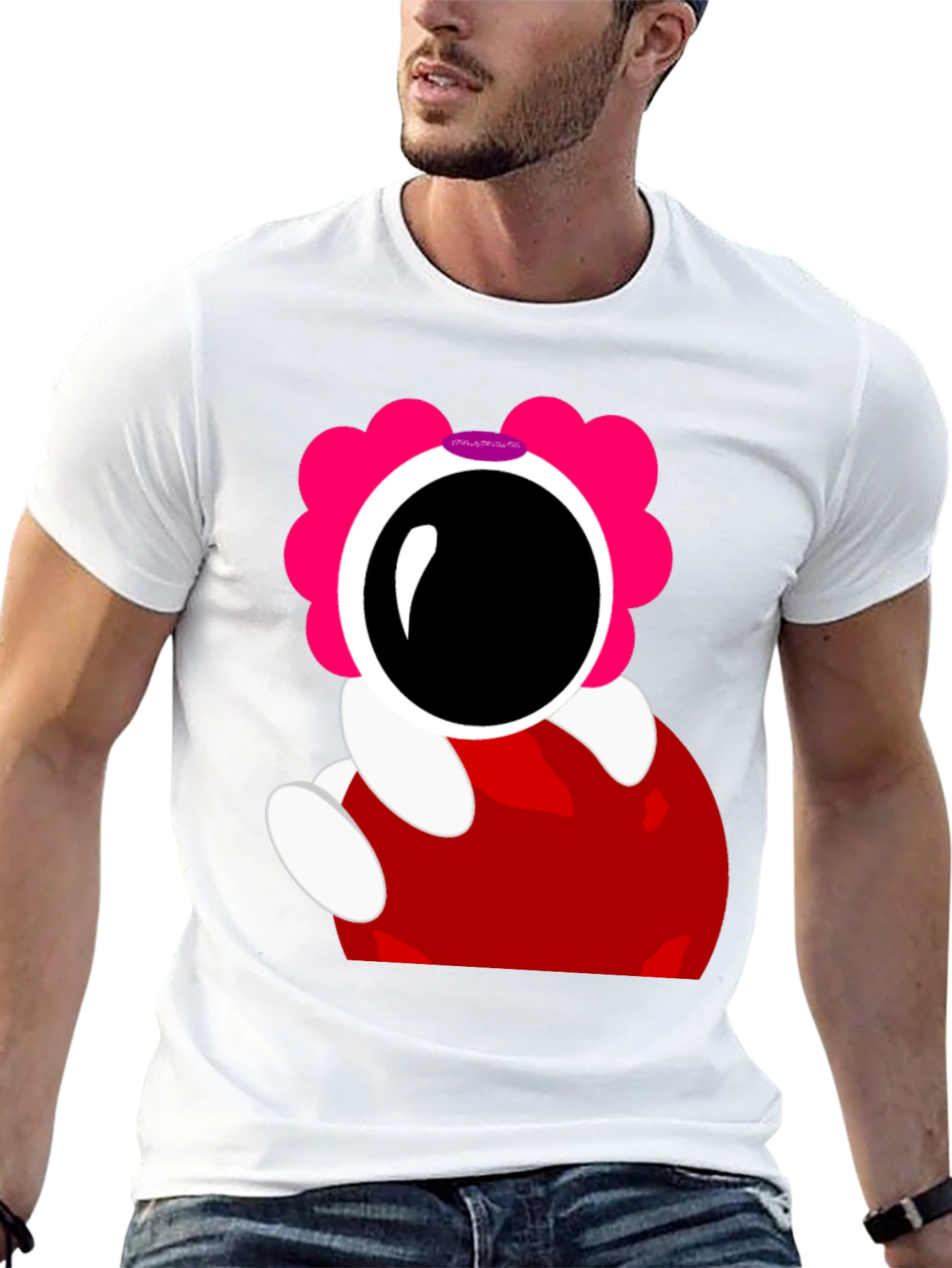 Astronaut Cartoon Graphic T-Shirt - Black Cotton Tee