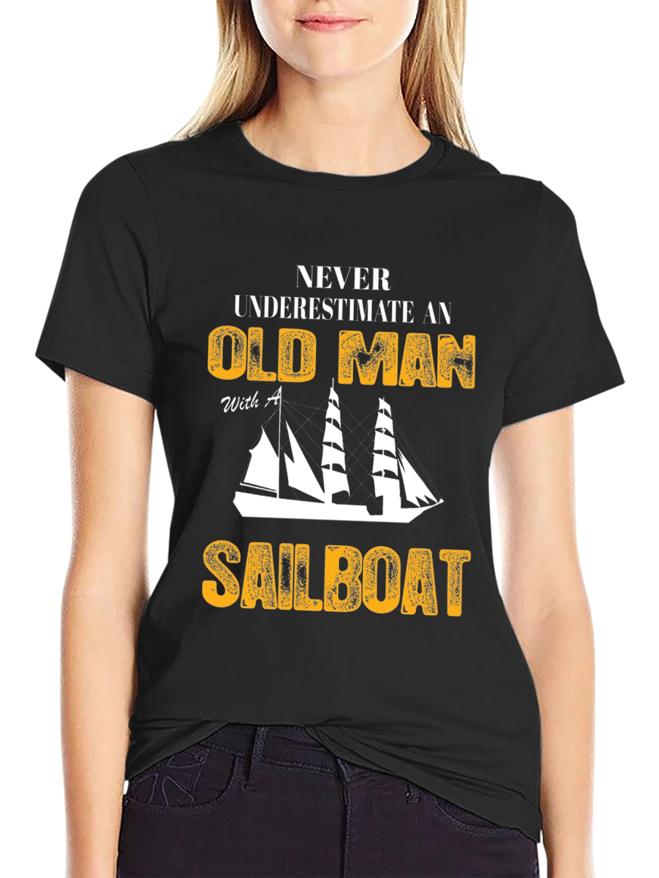 Old Man Sailboat Graphic T-Shirt