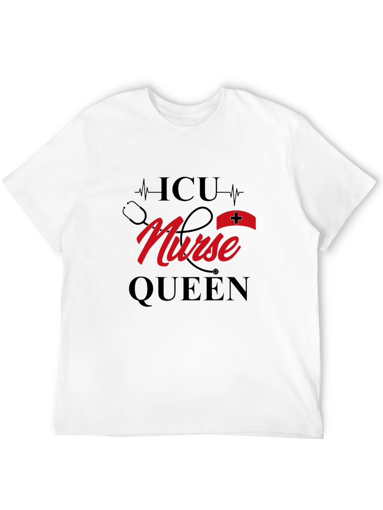 ICU Nurse Queen Black Graphic T-Shirt