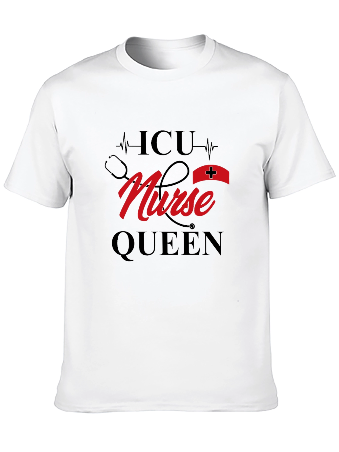 ICU Nurse Queen Black Graphic T-Shirt