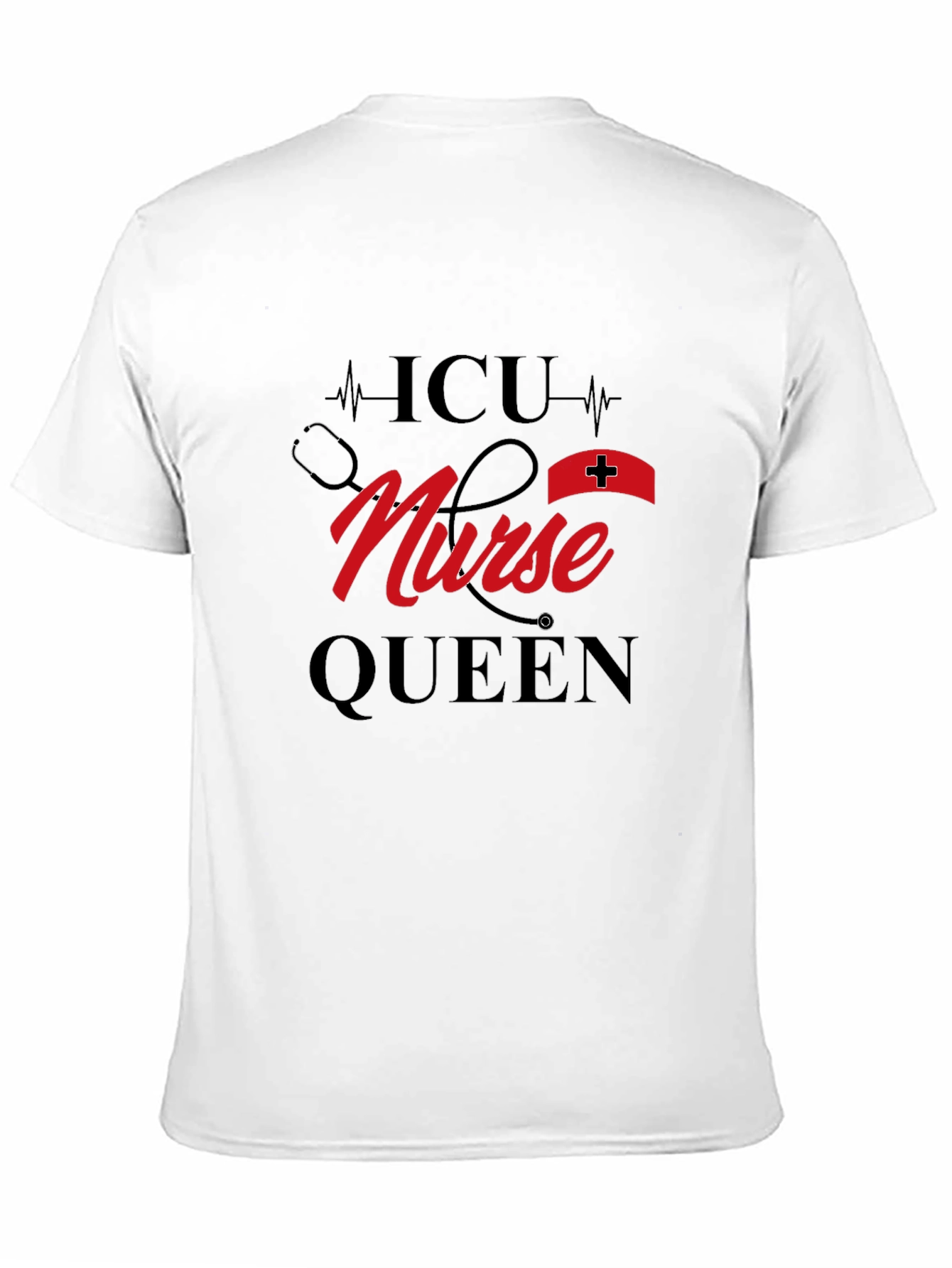 ICU Nurse Queen Black Graphic T-Shirt