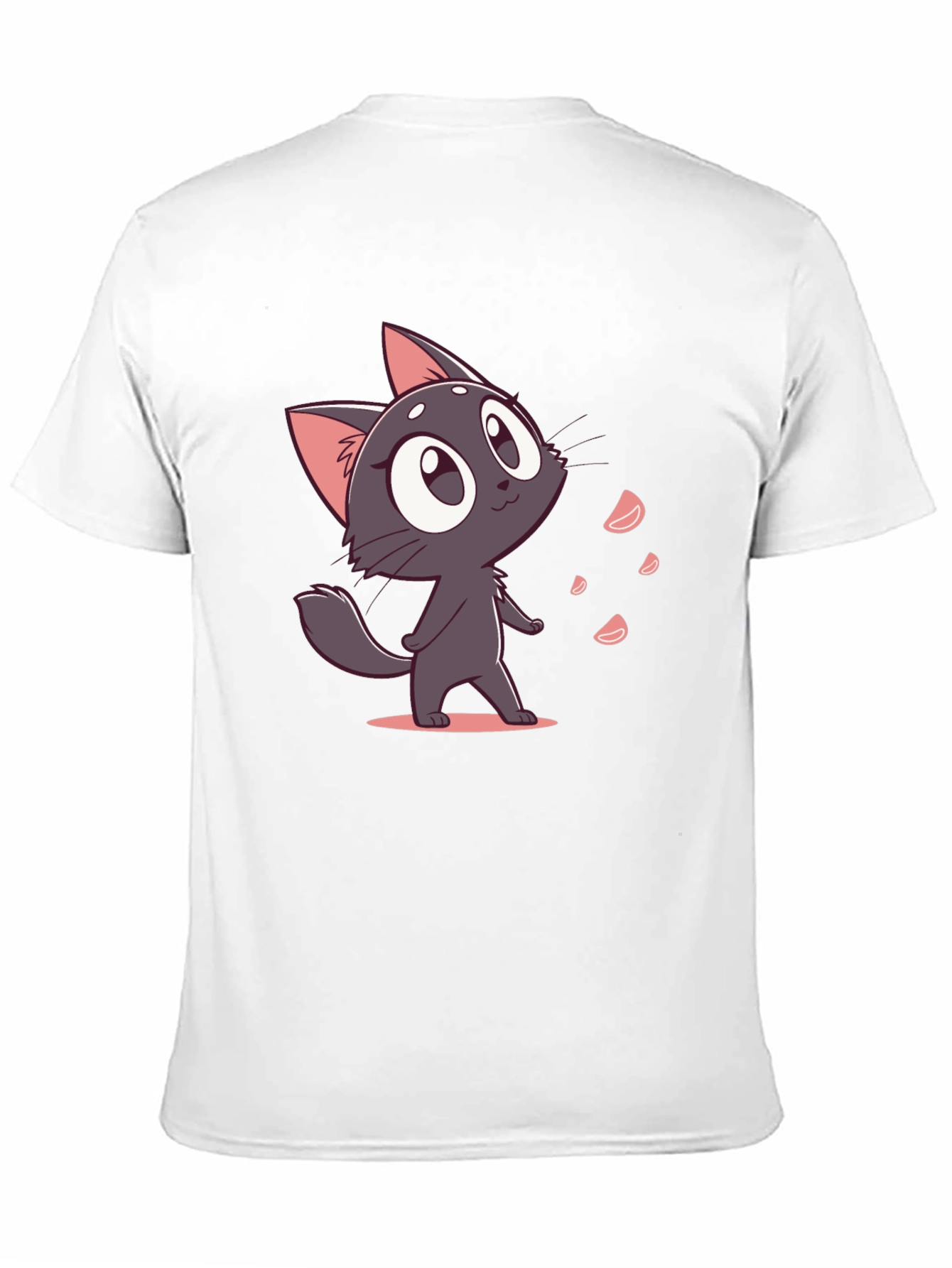 Cute Cartoon Cat Black T-Shirt