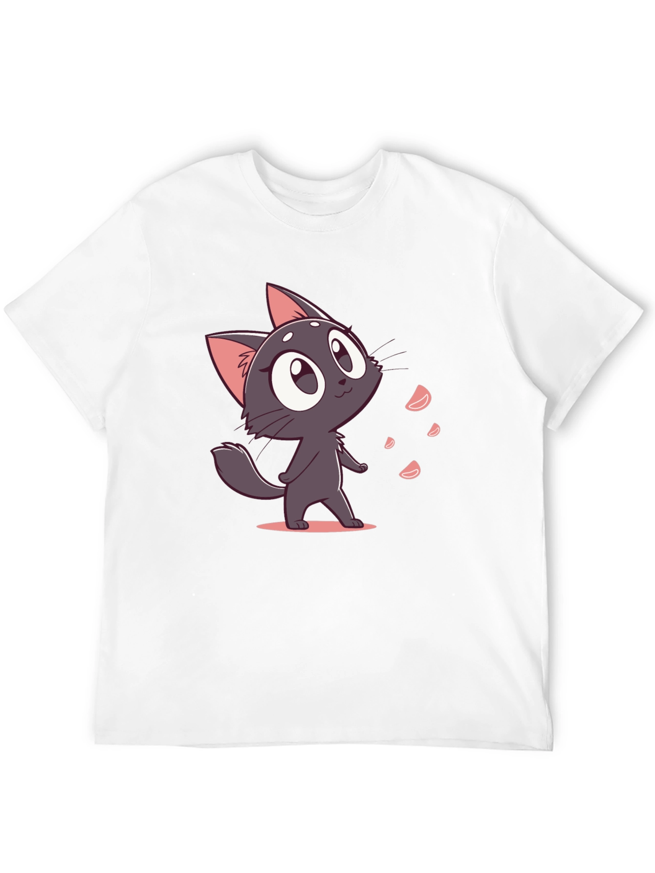 Cute Cartoon Cat Black T-Shirt