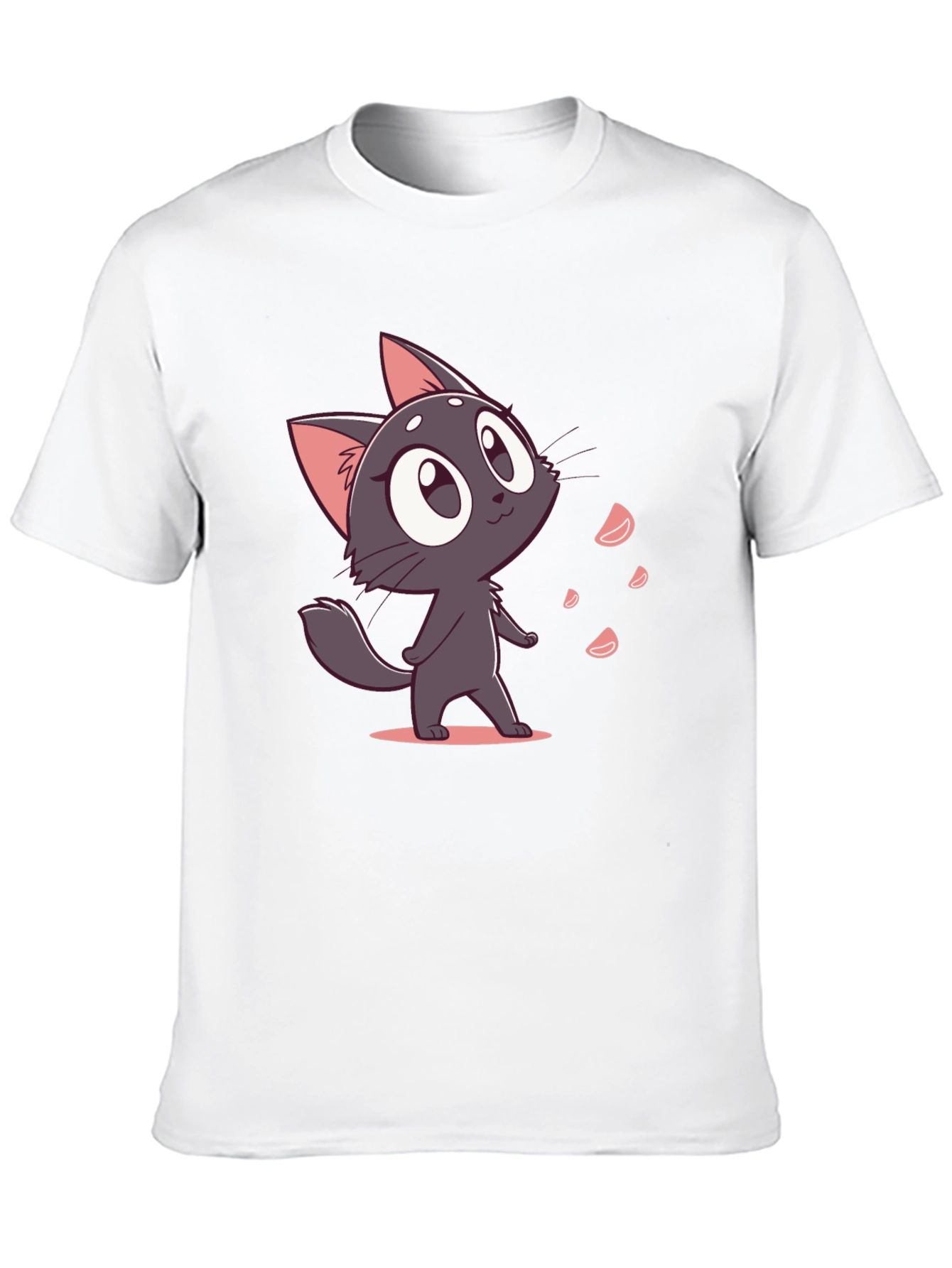 Cute Cartoon Cat Black T-Shirt