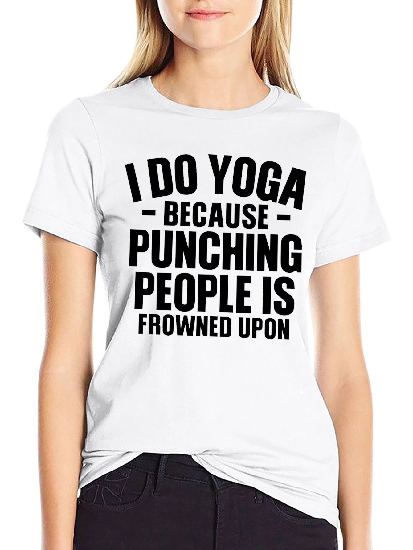 Yoga Humor T-Shirt: Punching People Frowned Upon Tee