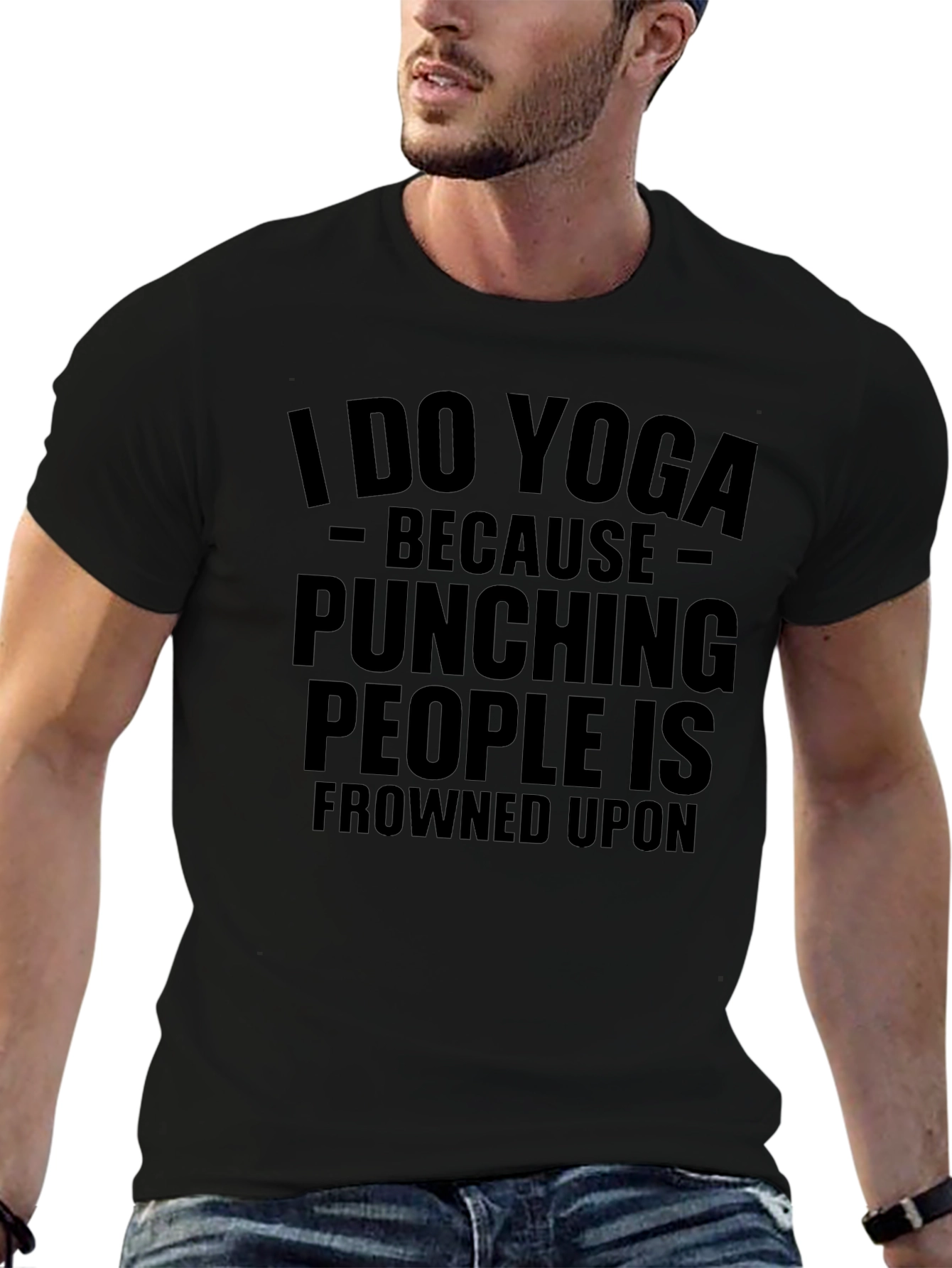 Yoga Humor T-Shirt: Punching People Frowned Upon Tee