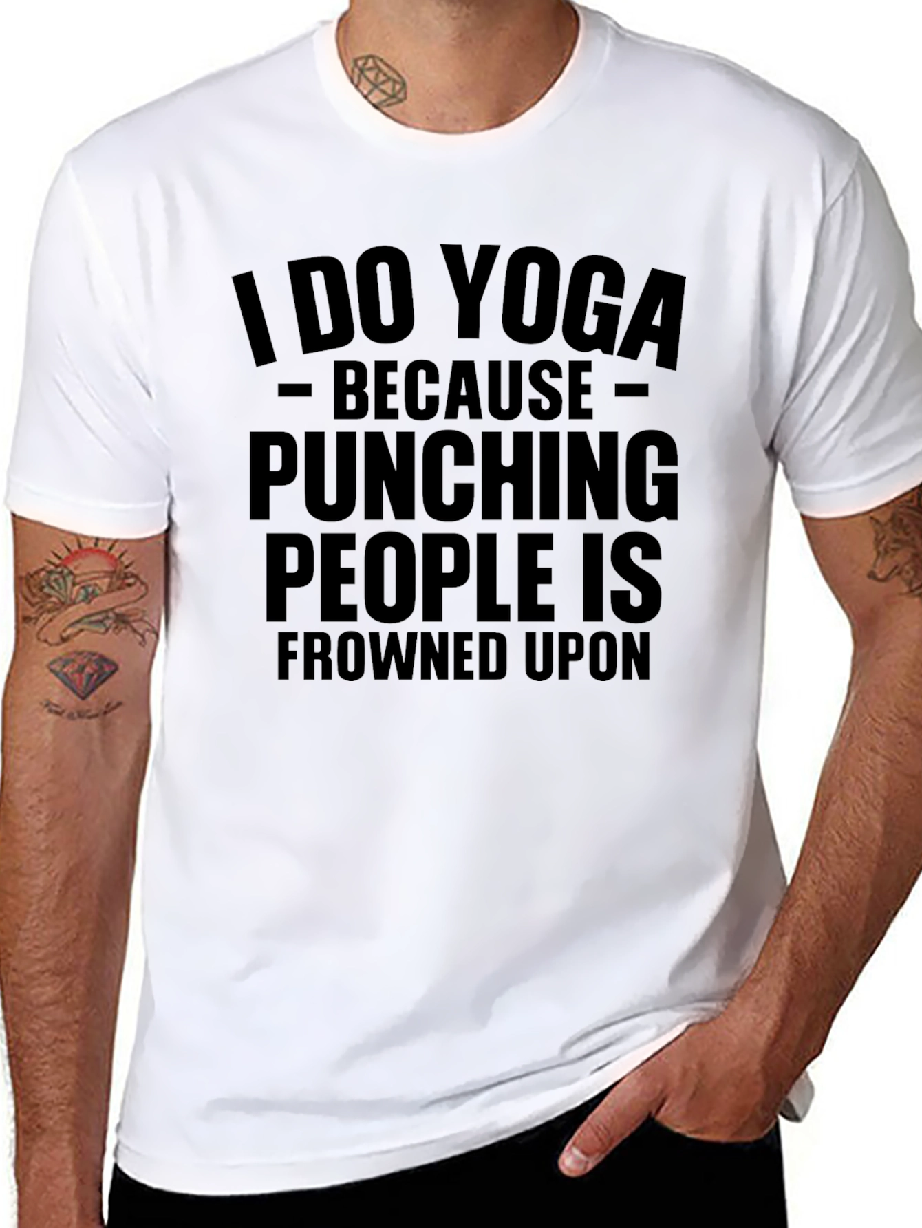 Yoga Humor T-Shirt: Punching People Frowned Upon Tee