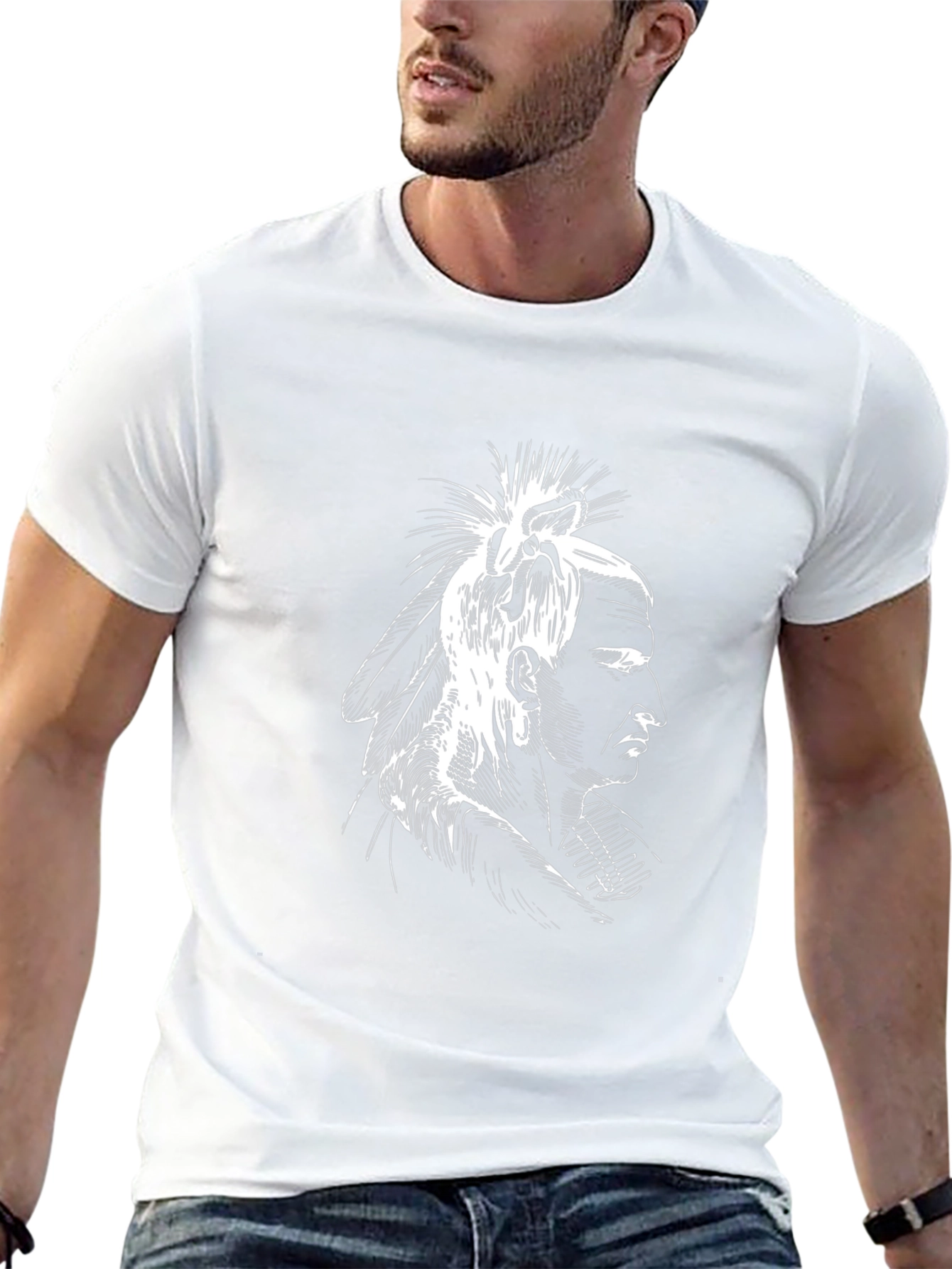 Native American Chief Graphic Tee - Black