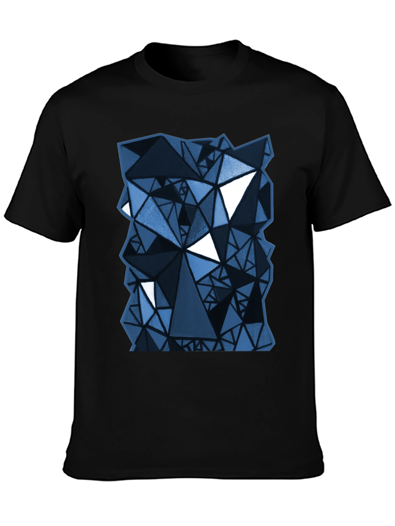 Abstract Geometric Triangle Pattern Black T-Shirt