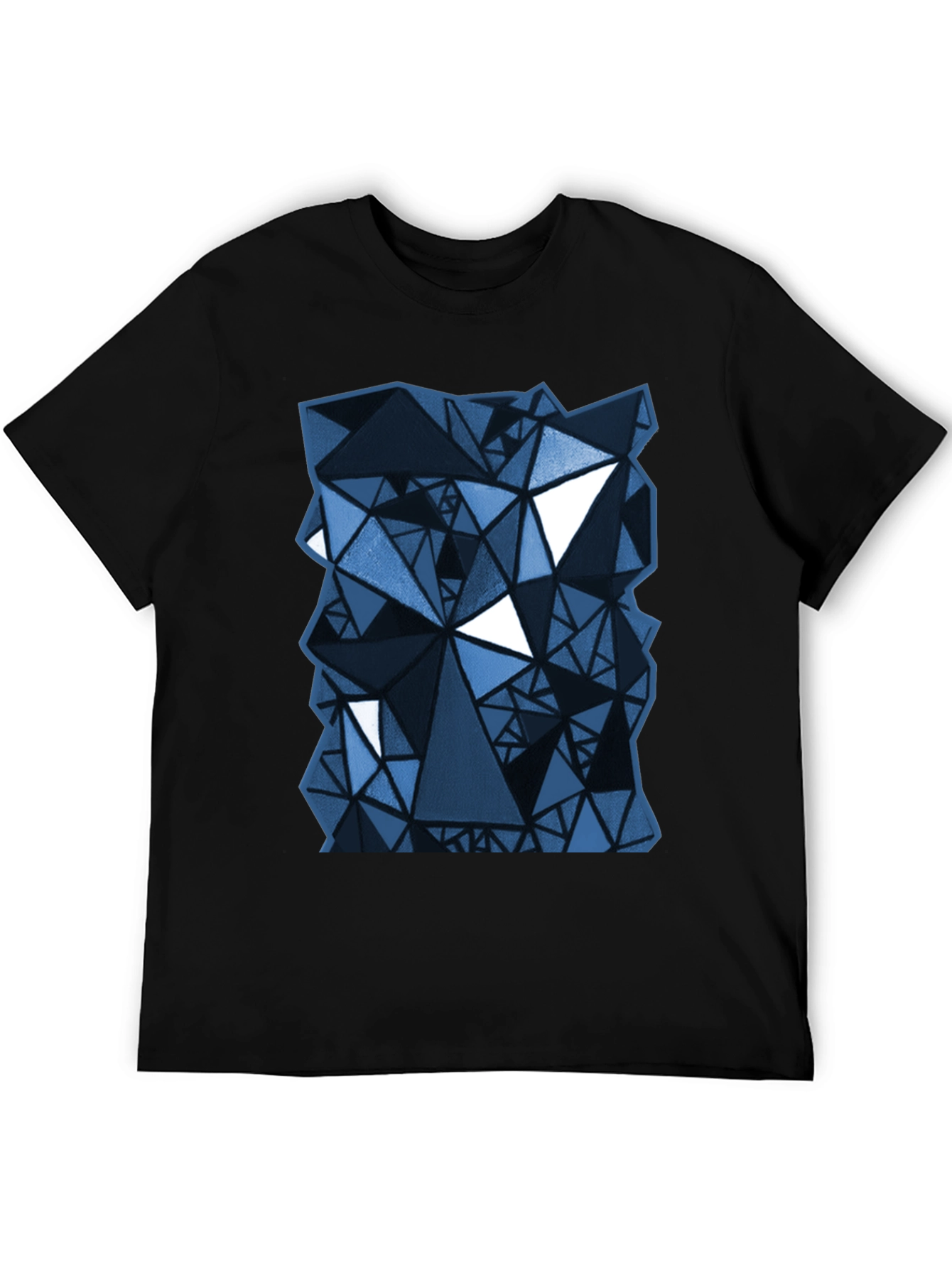 Abstract Geometric Triangle Pattern Black T-Shirt
