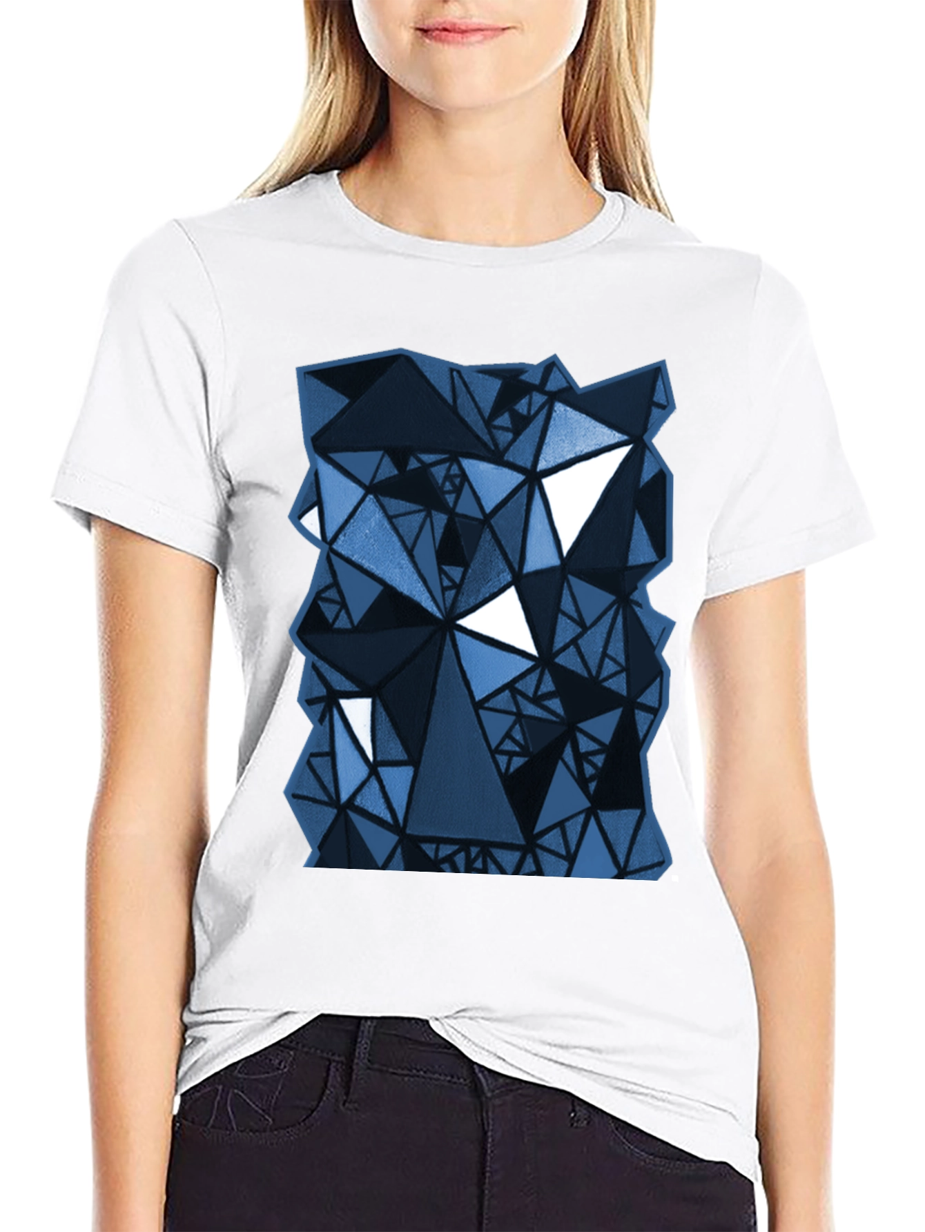Abstract Geometric Triangle Pattern Black T-Shirt