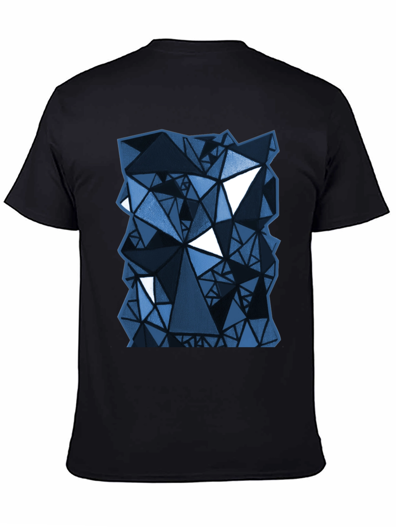 Abstract Geometric Triangle Pattern Black T-Shirt