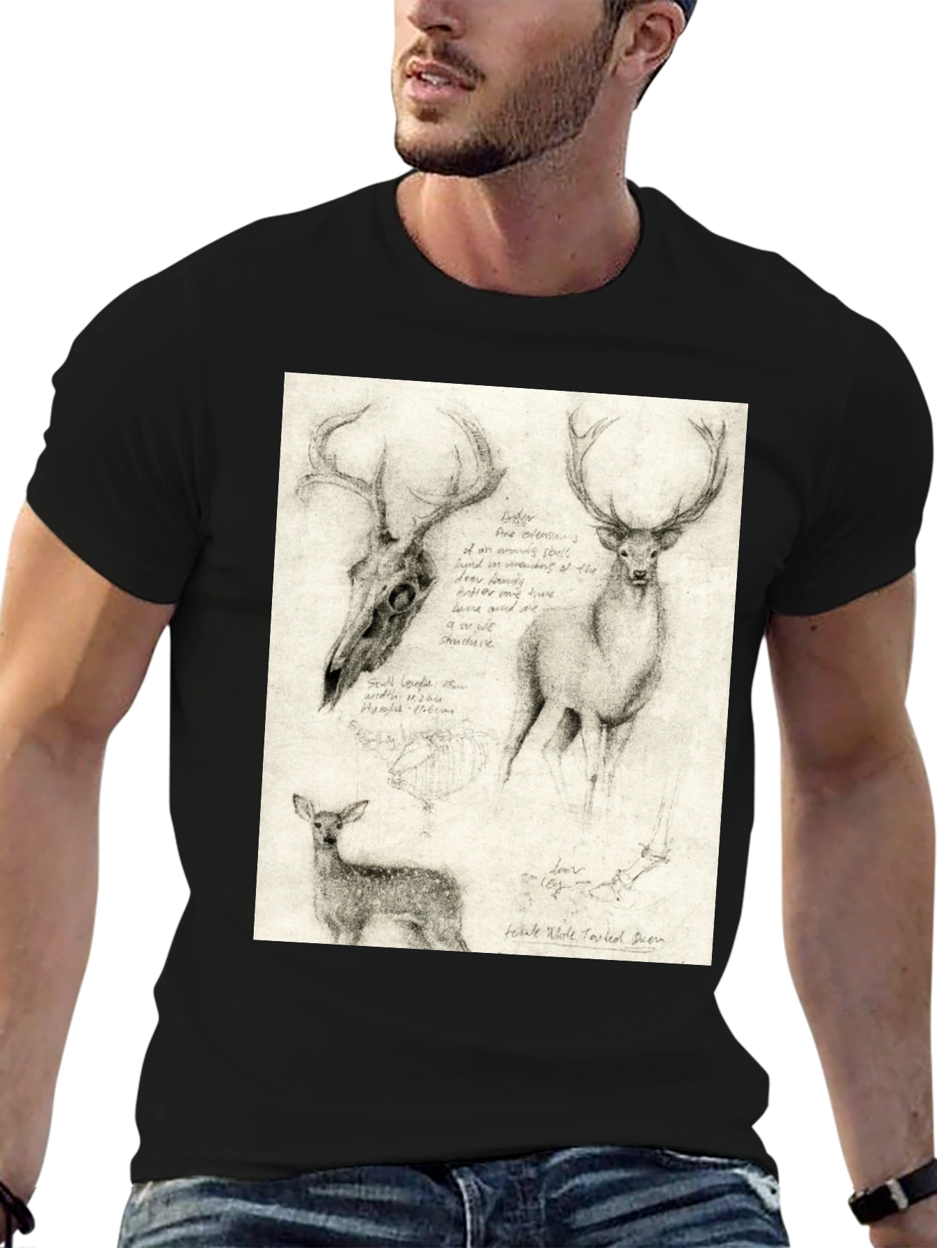 Deer Sketch T-Shirt | Wildlife Illustration Tee