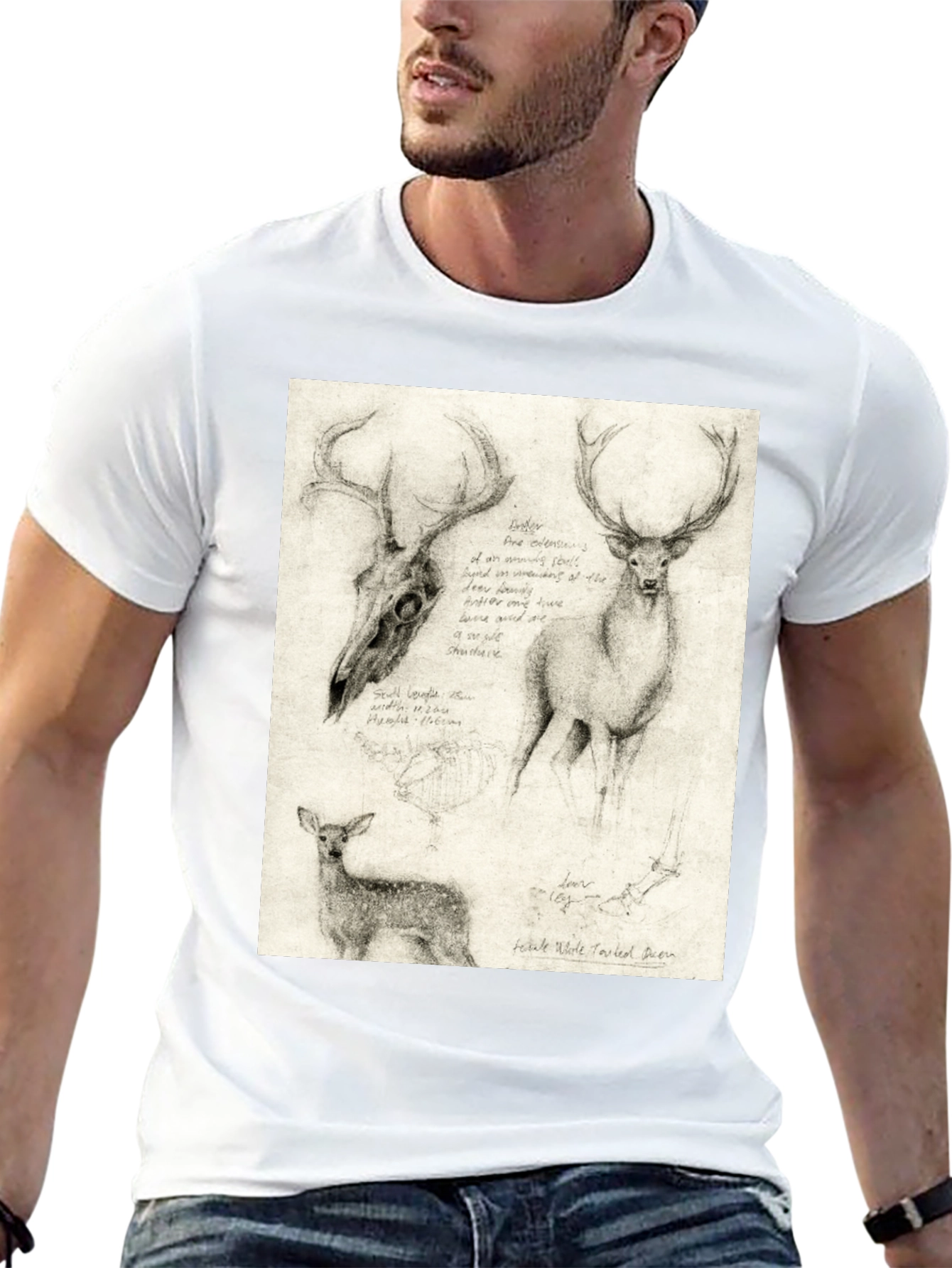 Deer Sketch T-Shirt | Wildlife Illustration Tee