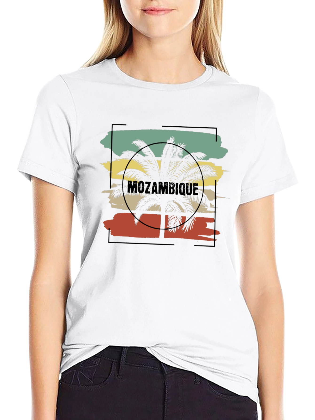 Mozambique Palm Tree Graphic Black T-Shirt