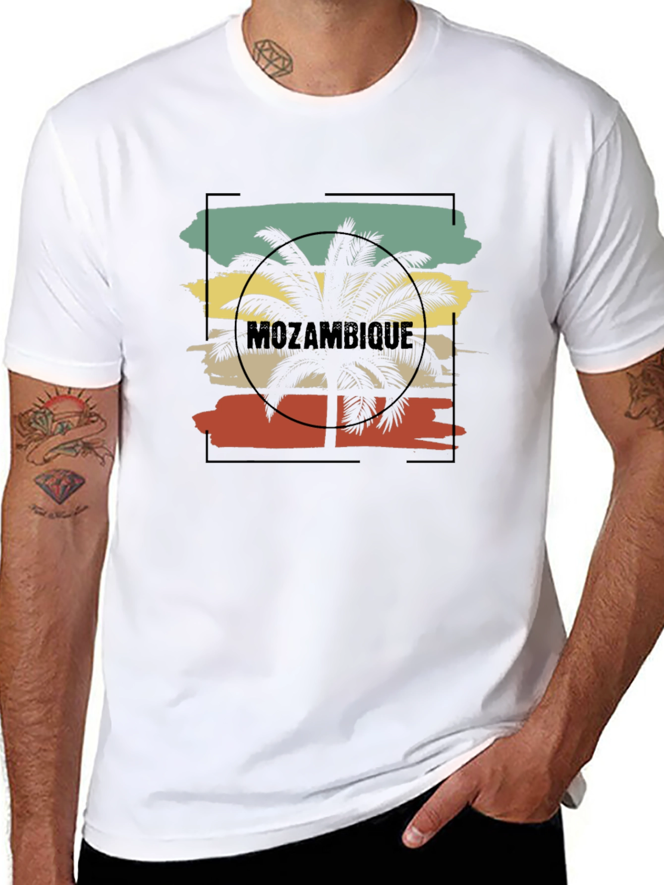 Mozambique Palm Tree Graphic Black T-Shirt