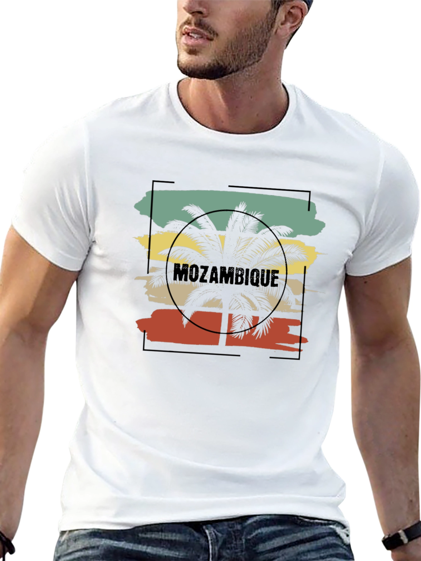 Mozambique Palm Tree Graphic Black T-Shirt