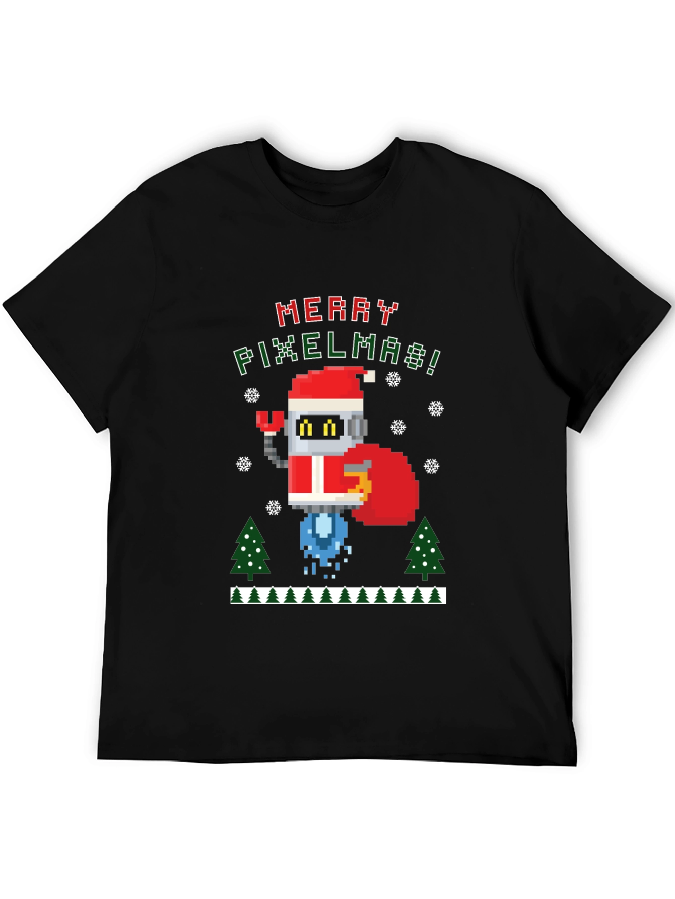 Merry Pixelmas Robot Christmas T-Shirt