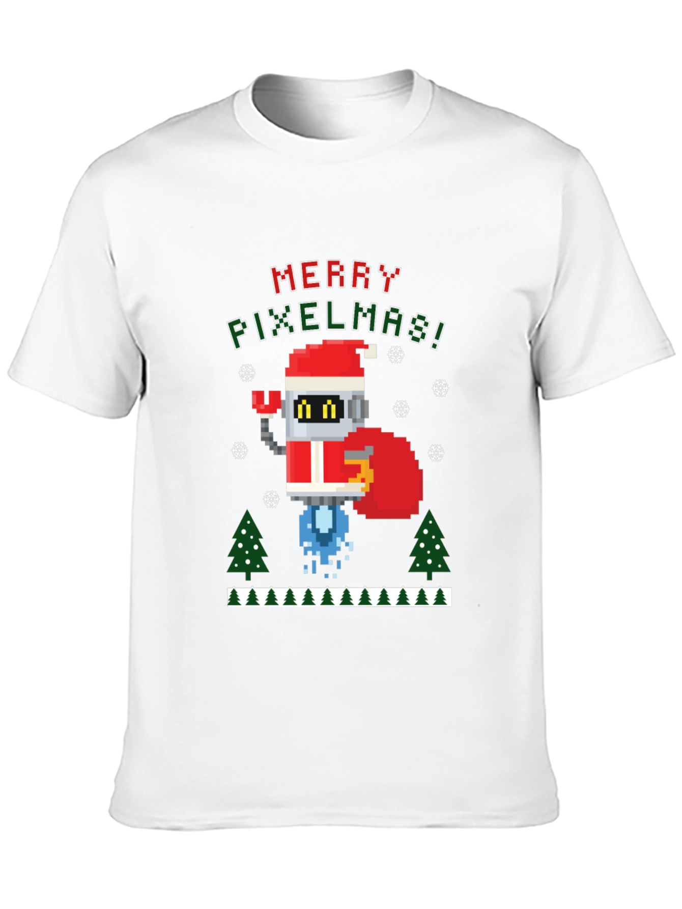 Merry Pixelmas Robot Christmas T-Shirt