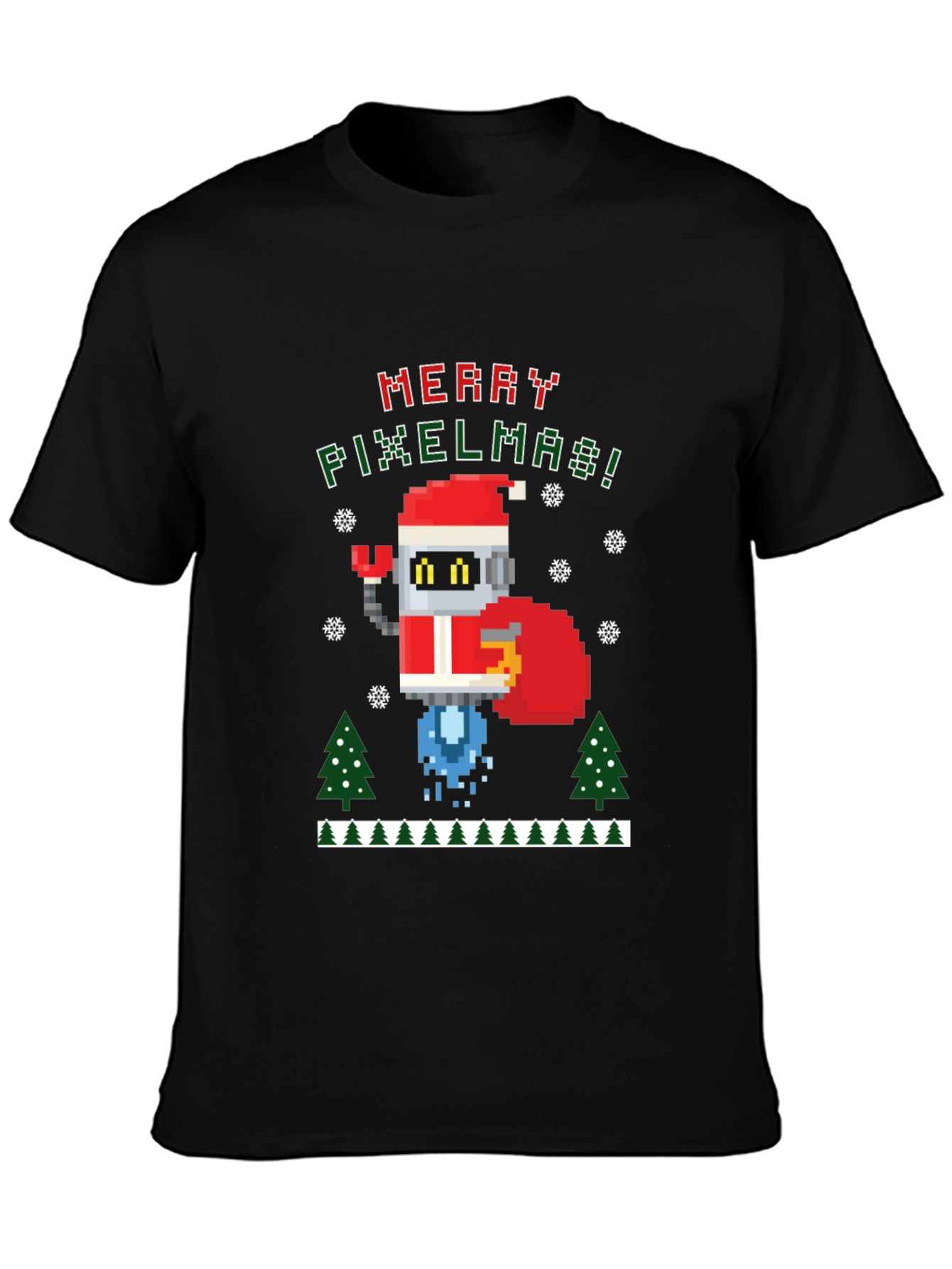 Merry Pixelmas Robot Christmas T-Shirt