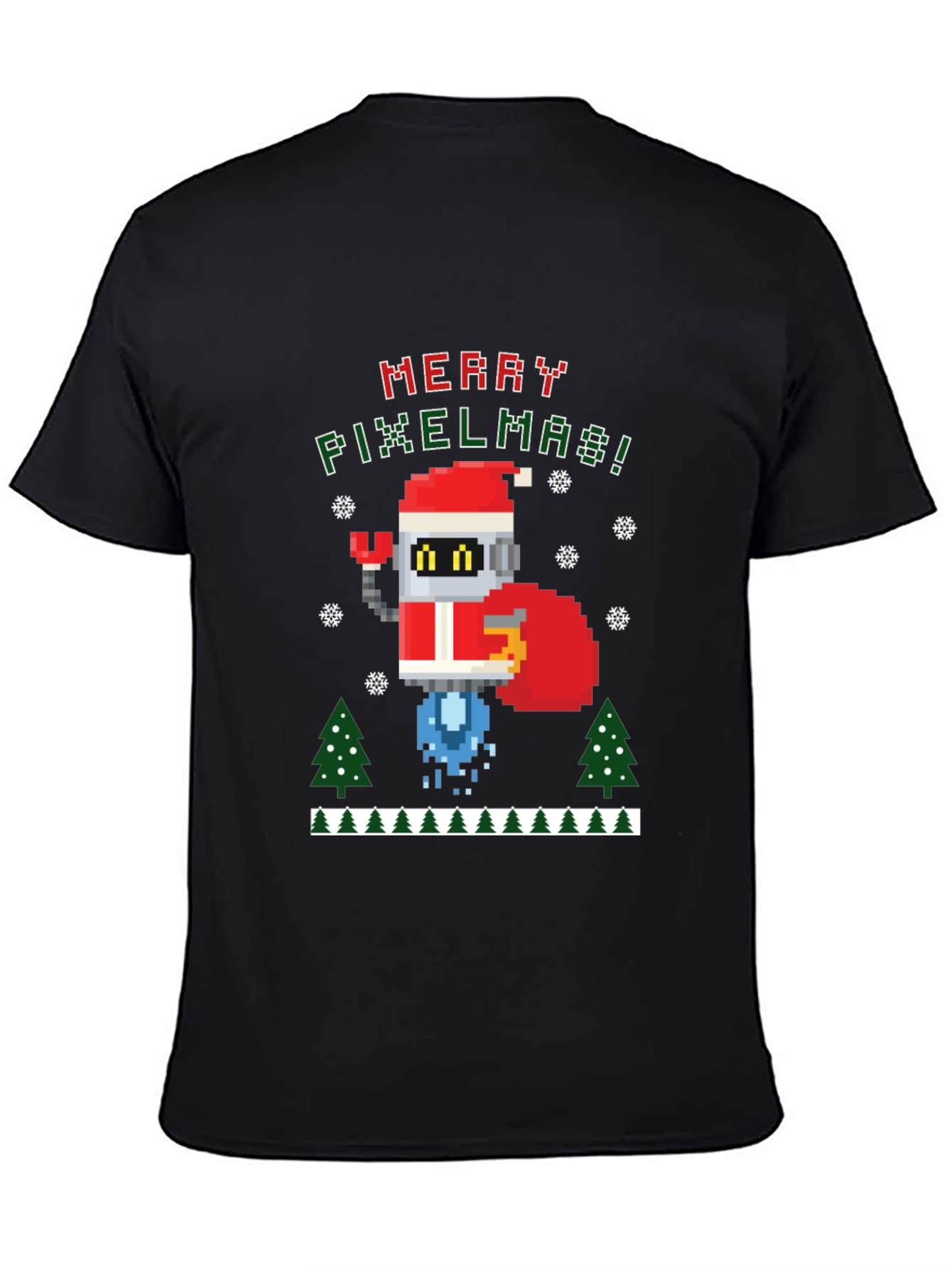 Merry Pixelmas Robot Christmas T-Shirt
