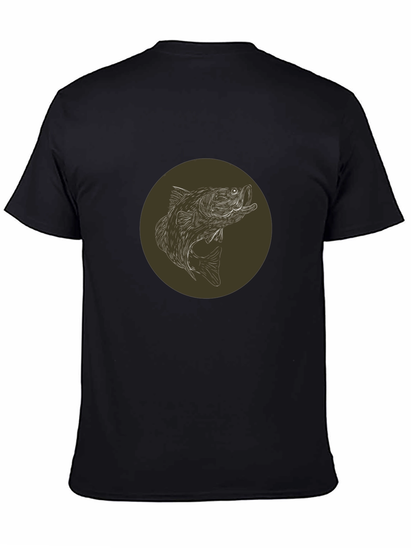 Bass Fishing T-Shirt - Black Round Graphic
