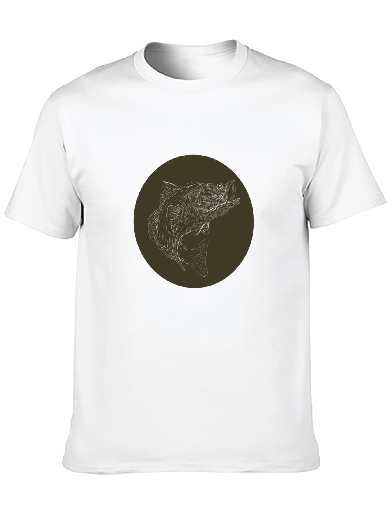 Bass Fishing T-Shirt - Black Round Graphic