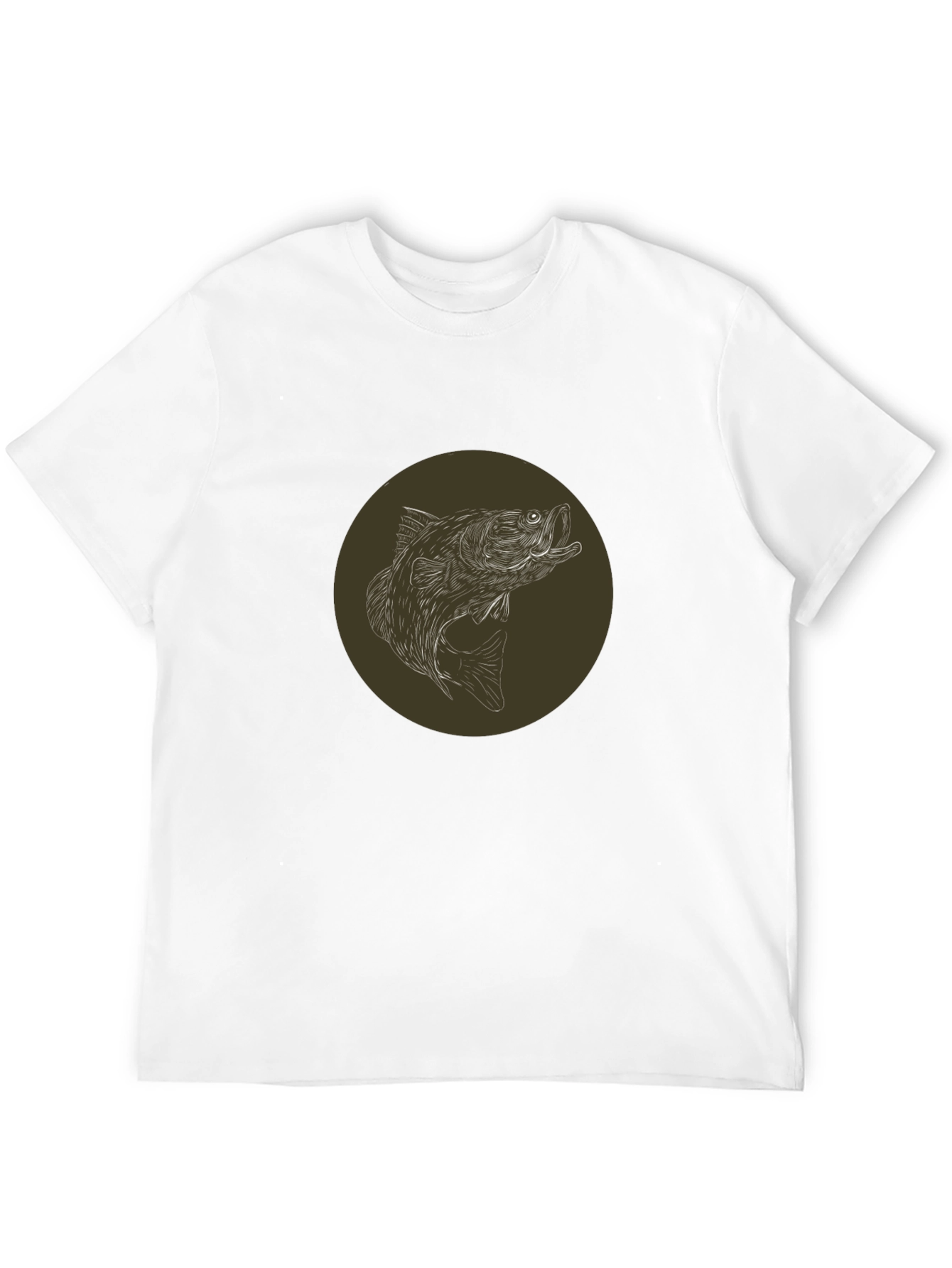 Bass Fishing T-Shirt - Black Round Graphic