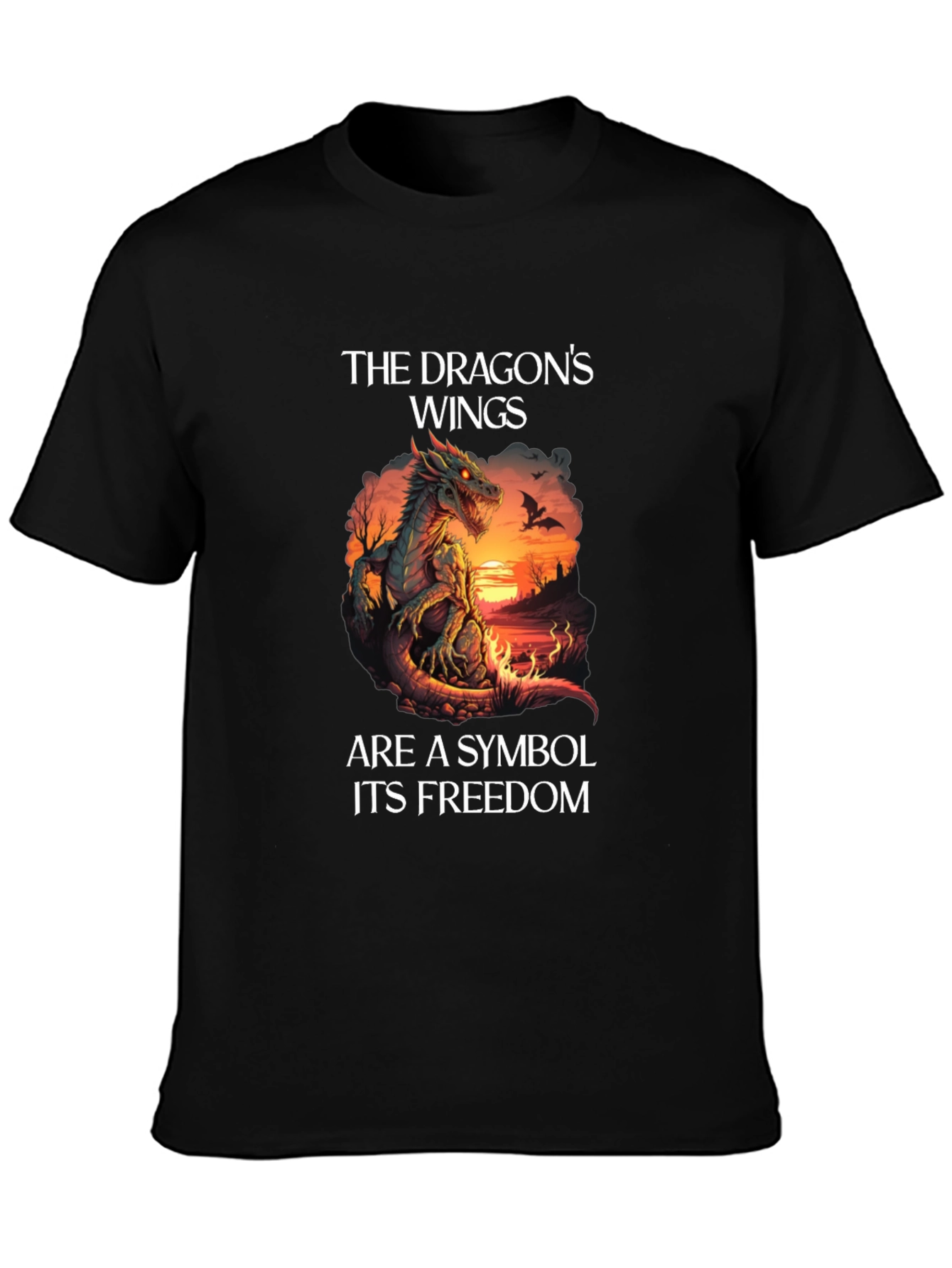 Dragons Wings Symbol Graphic Tee - Black