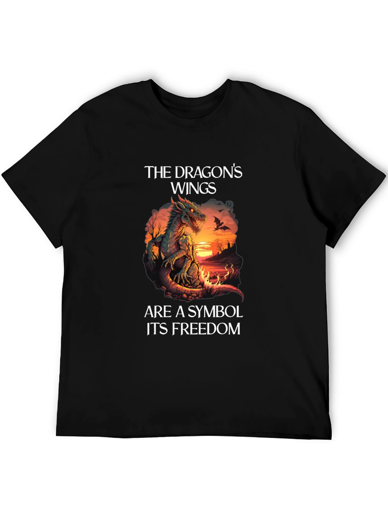 Dragons Wings Symbol Graphic Tee - Black