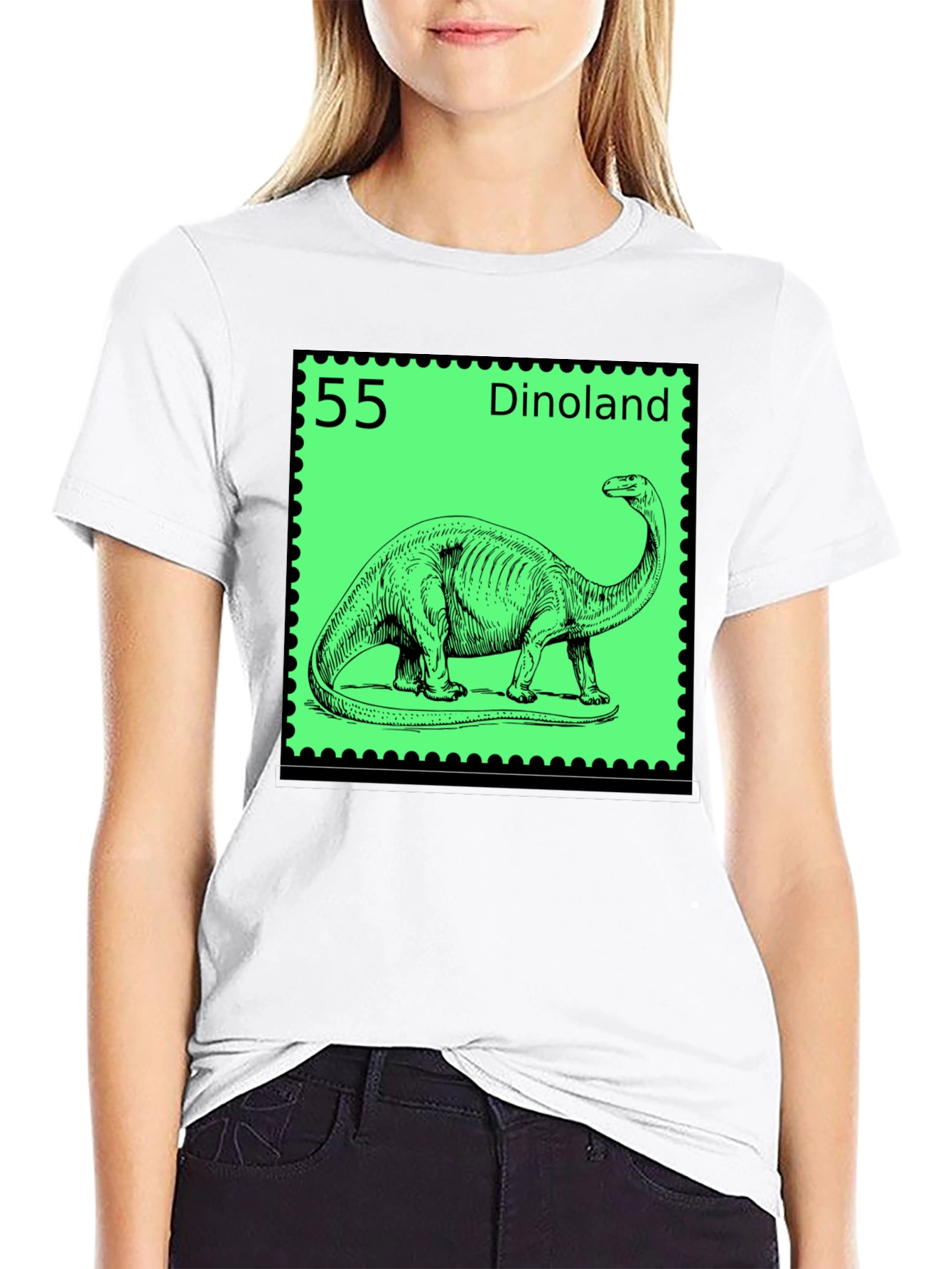 Dinoland Dinosaur Stamp Black T-Shirt