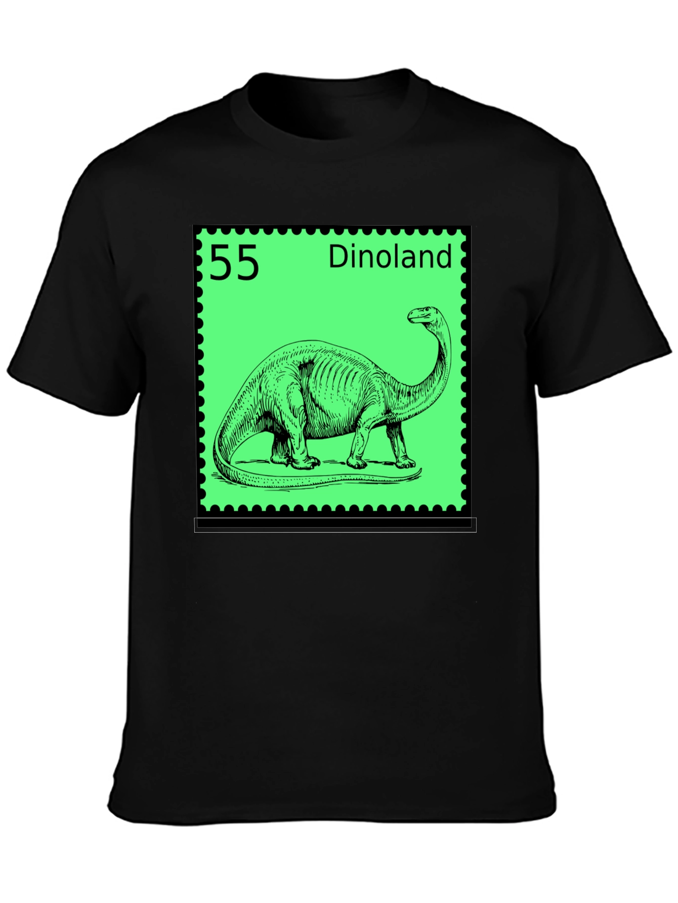 Dinoland Dinosaur Stamp Black T-Shirt