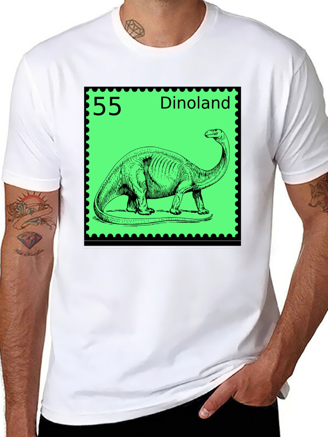 Dinoland Dinosaur Stamp Black T-Shirt