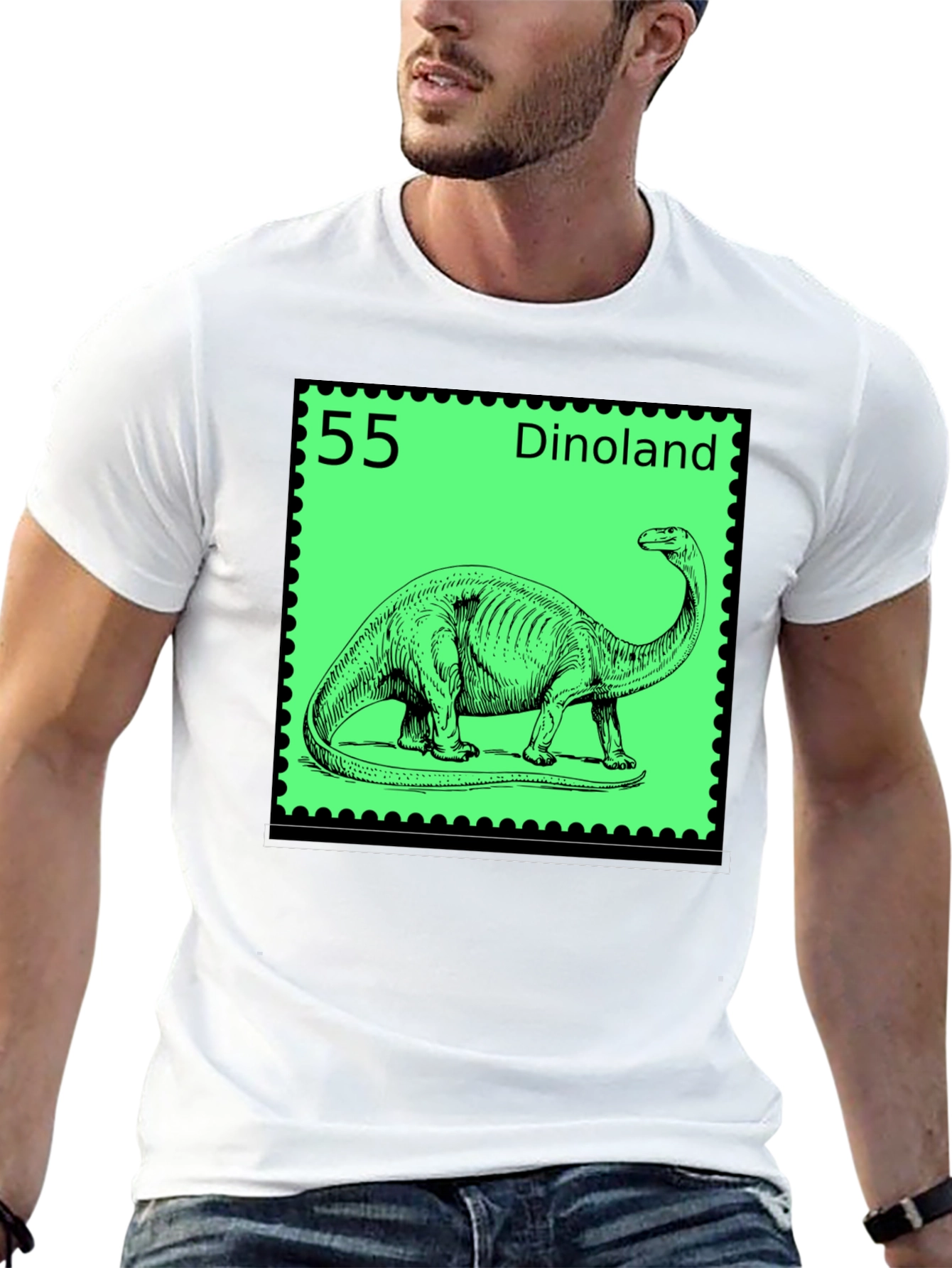Dinoland Dinosaur Stamp Black T-Shirt